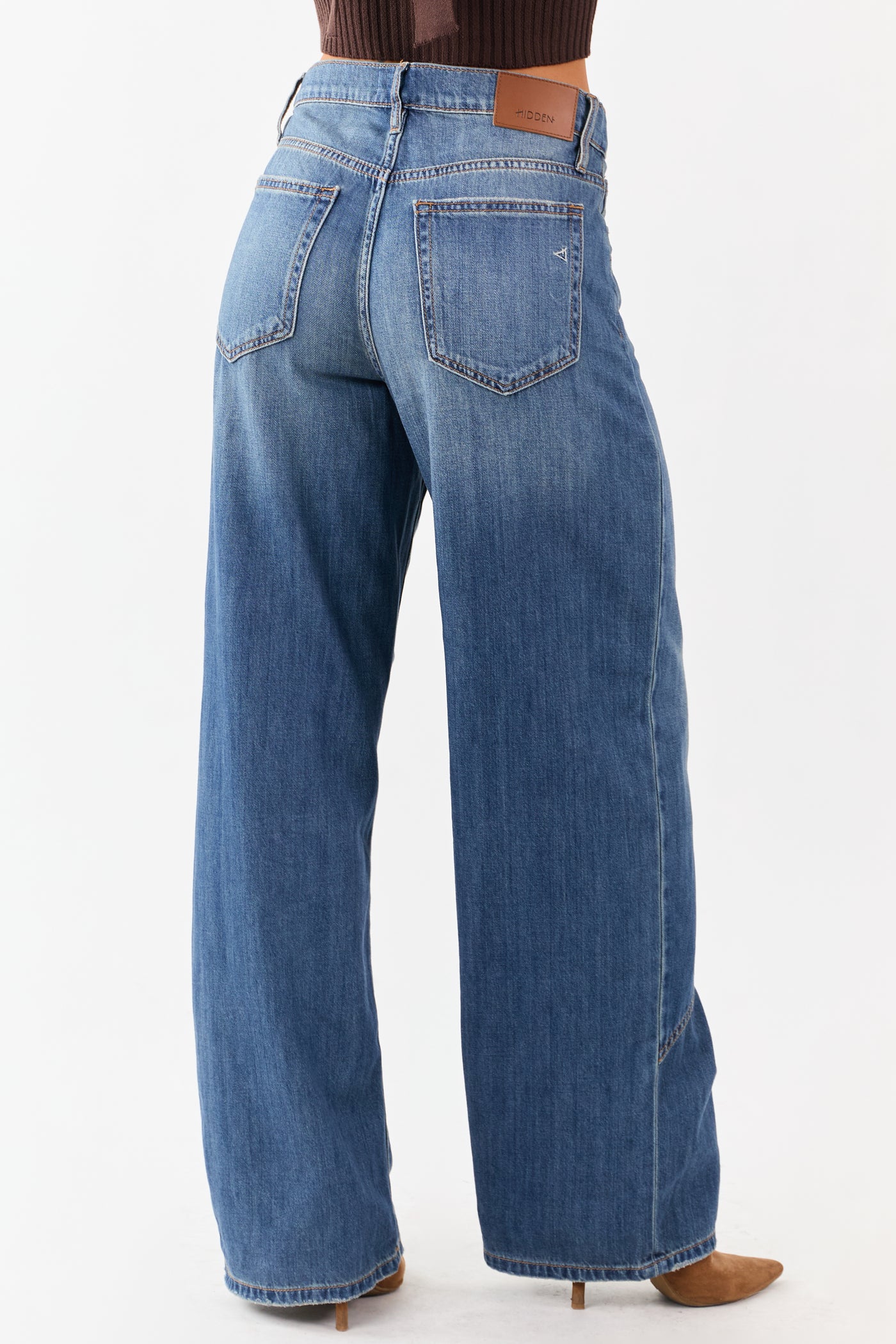 Hidden Medium Wash Wide Leg High Rise Jeans