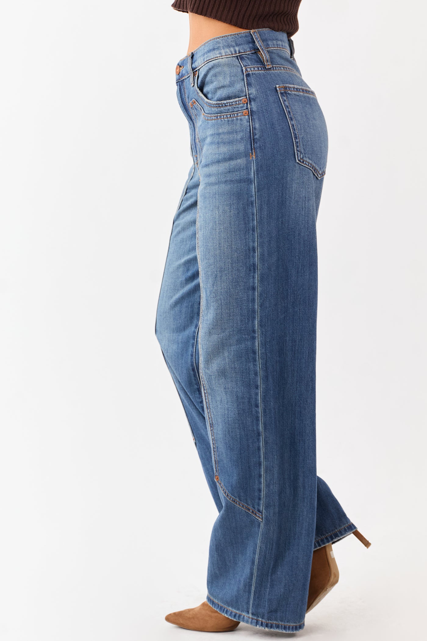 Hidden Medium Wash Wide Leg High Rise Jeans