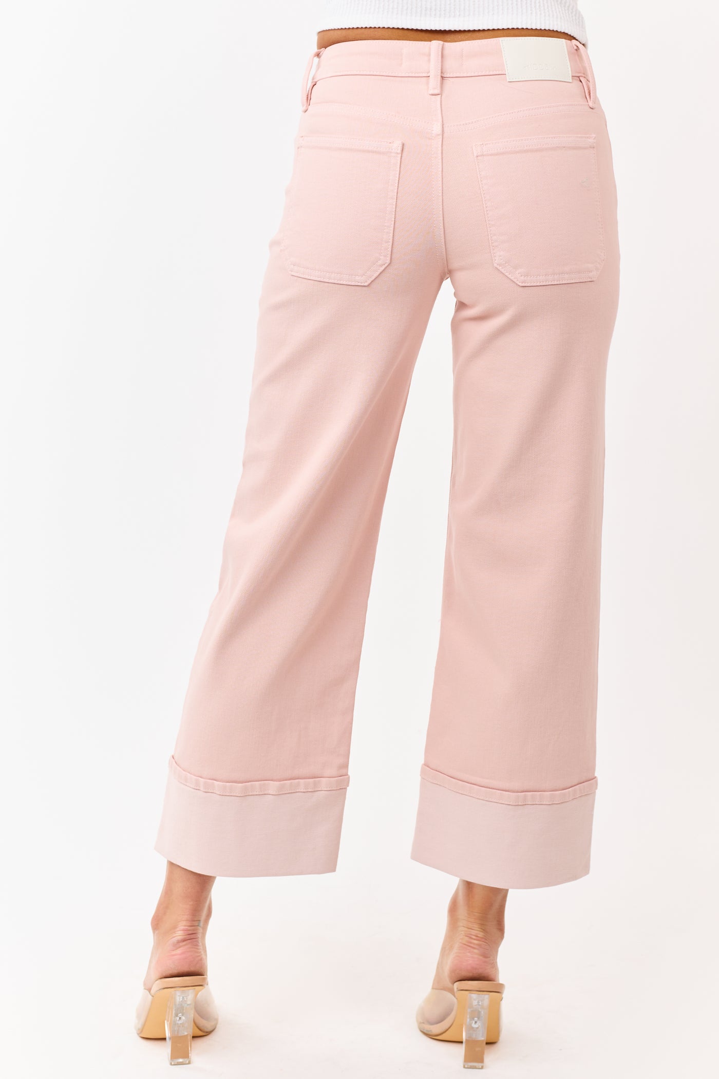 Hidden Premium Dusty Blush Cuffed Wide Stretch Jeans