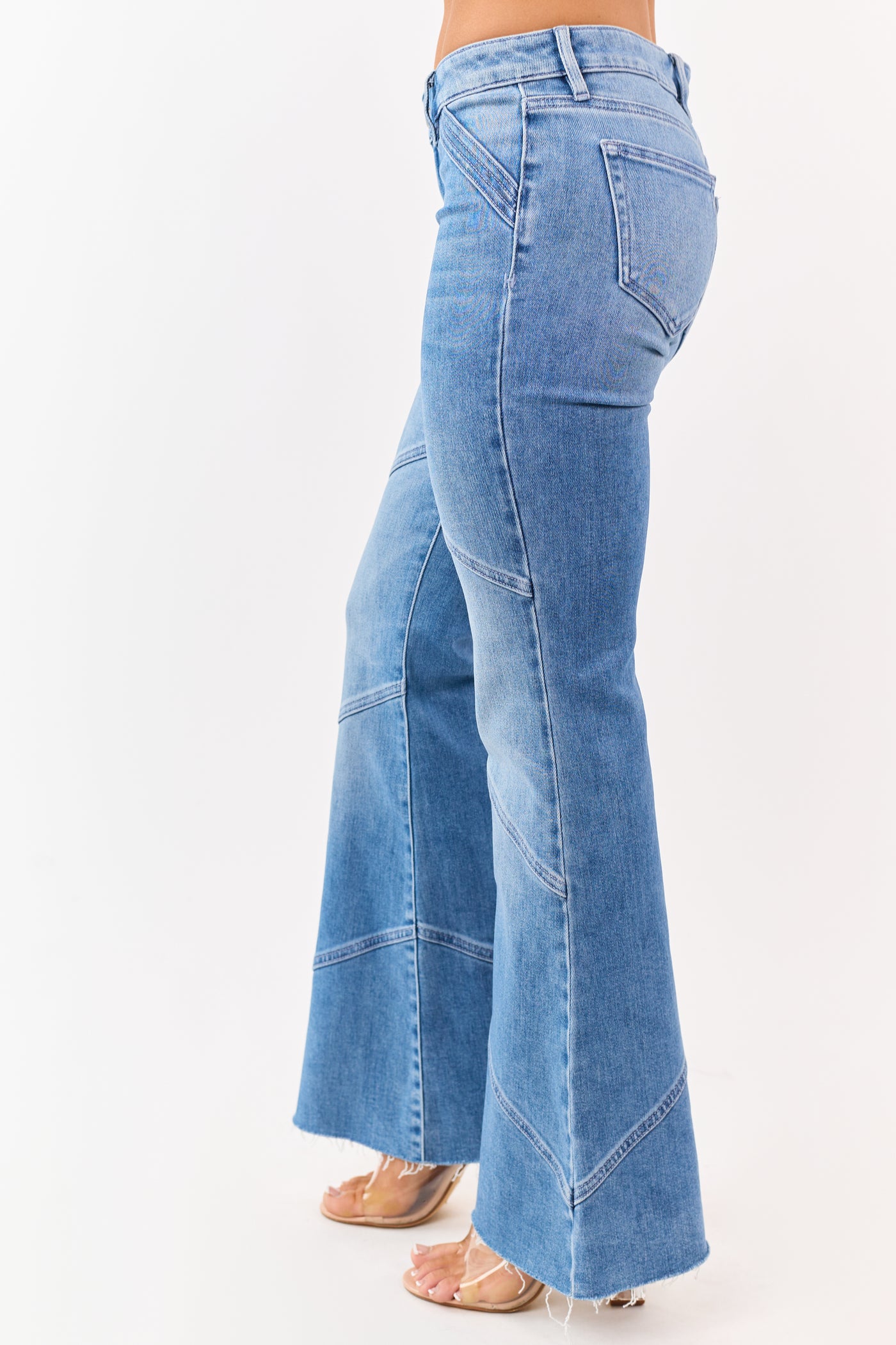 Hidden Premium Medium Wash Seam Detail Flare Jeans