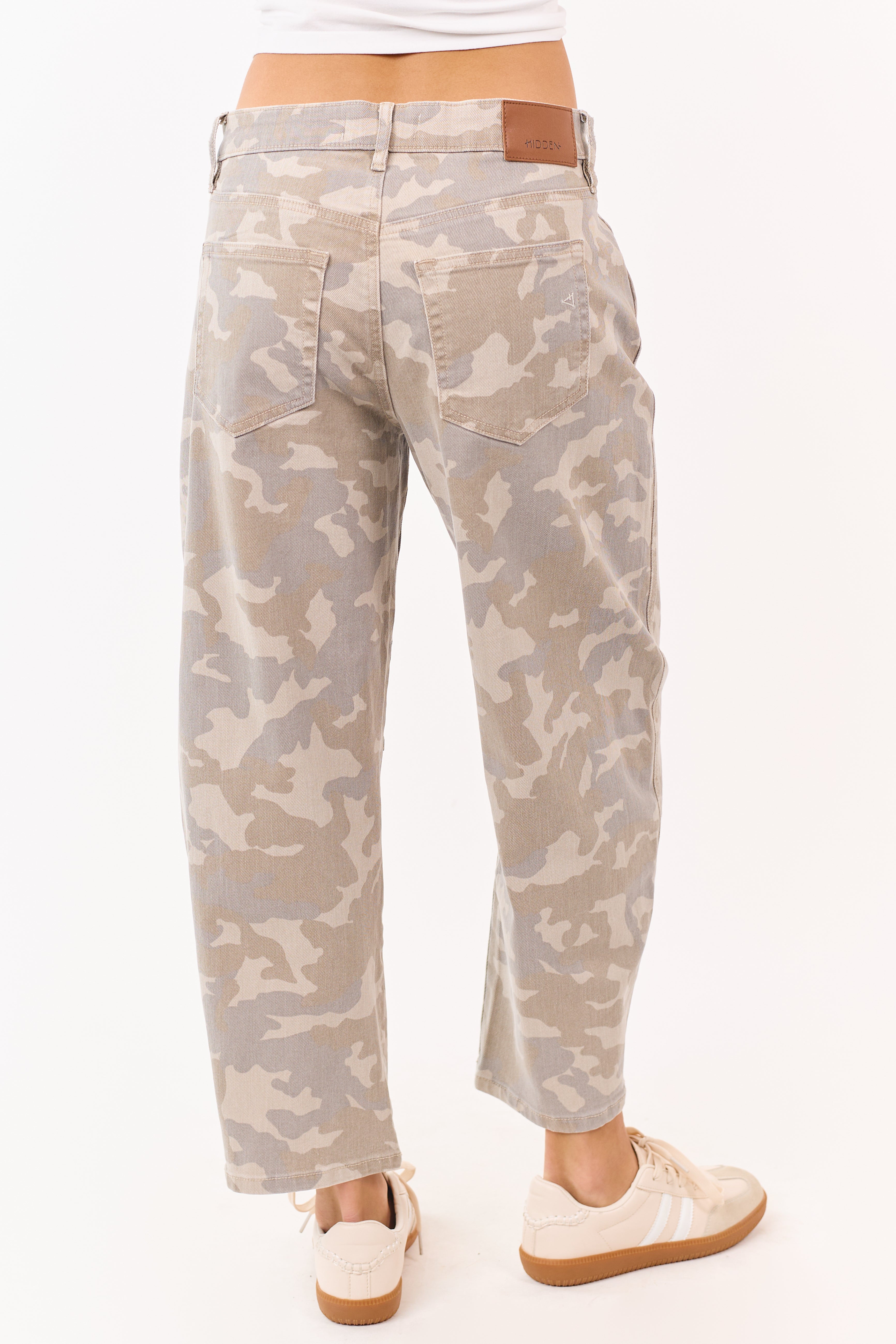 Hidden Premium Oatmeal Camo Low Slung Barrel Jeans