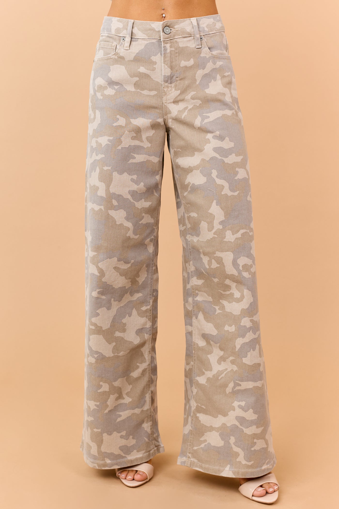 Hidden Premium Oatmeal Camo Wide Stretch Jeans