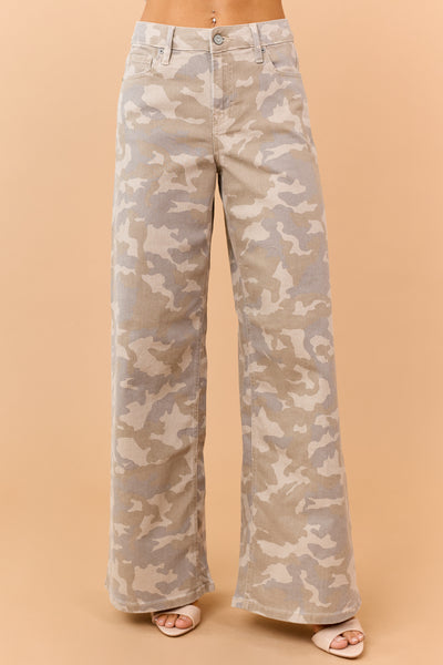 Hidden Premium Oatmeal Camo Wide Stretch Jeans