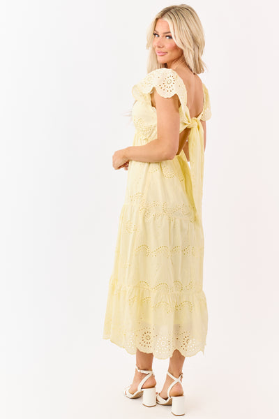 Honeysuckle Eyelet Cotton Lace Babydoll Midi Dress