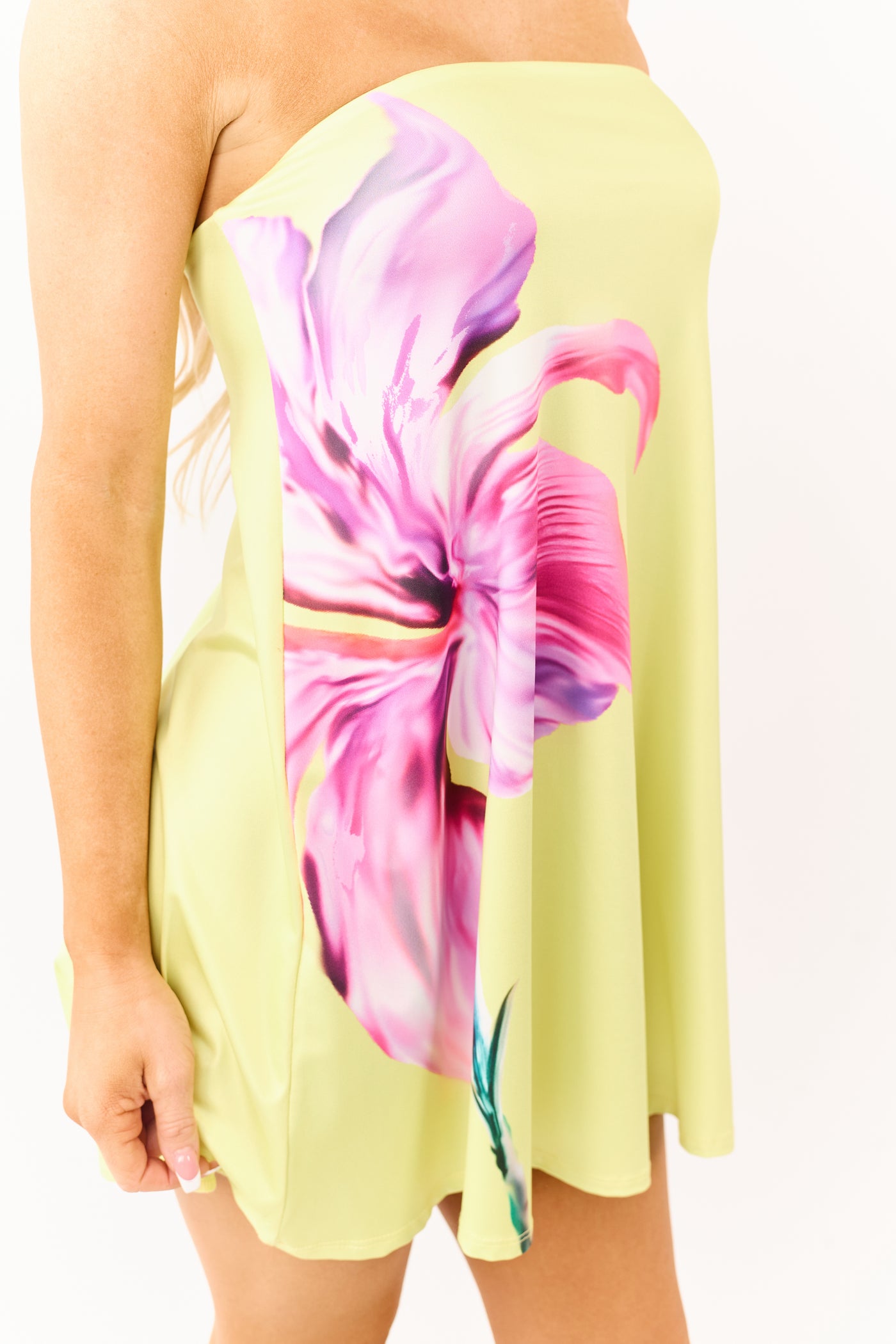 Honeysuckle Floral Print Strapless Mini Dress