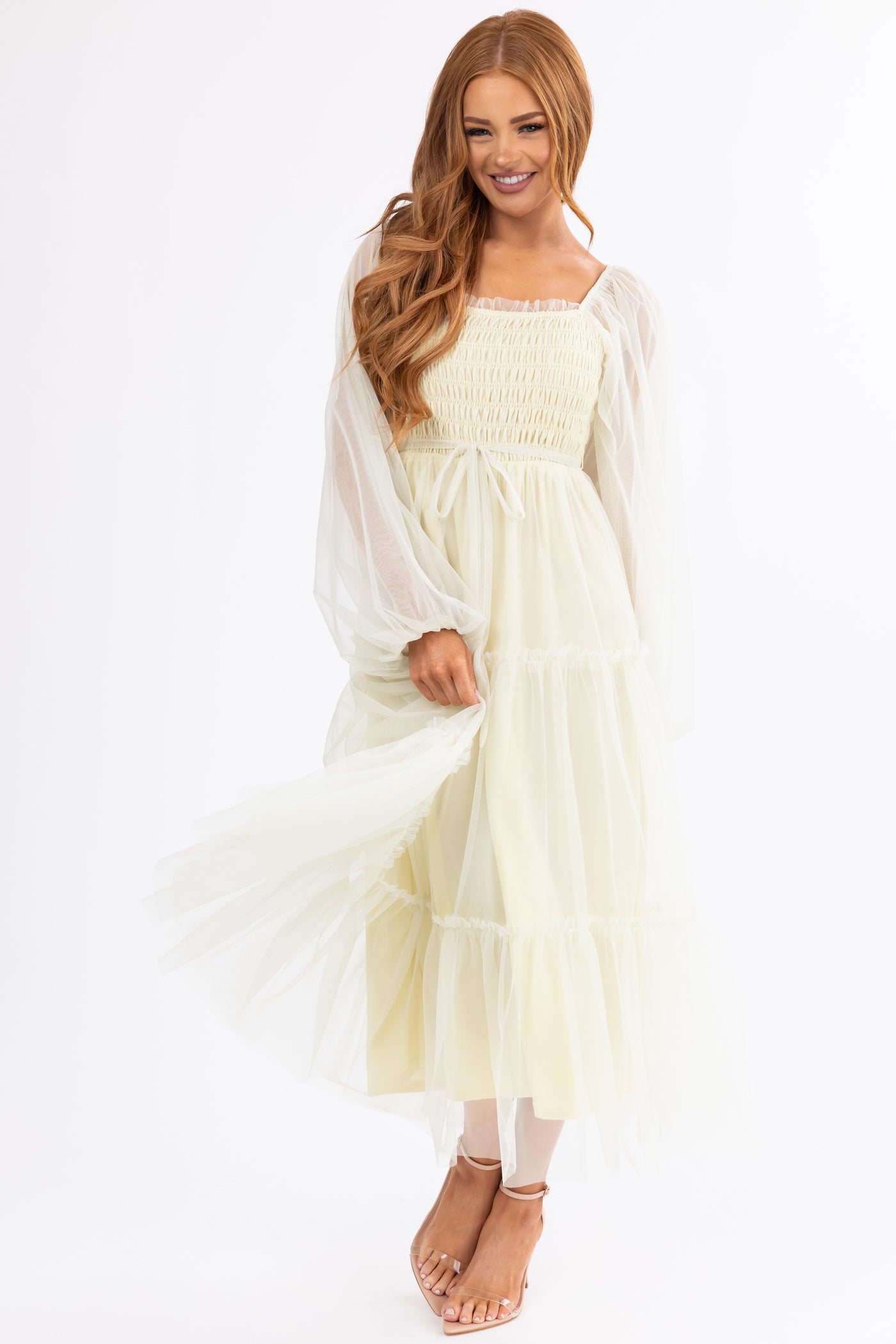 Honeysuckle Long Sleeve Tiered Maxi Dress