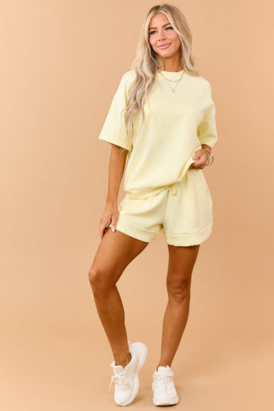 Honeysuckle Scuba Knit Relaxed Short Sleeve Top