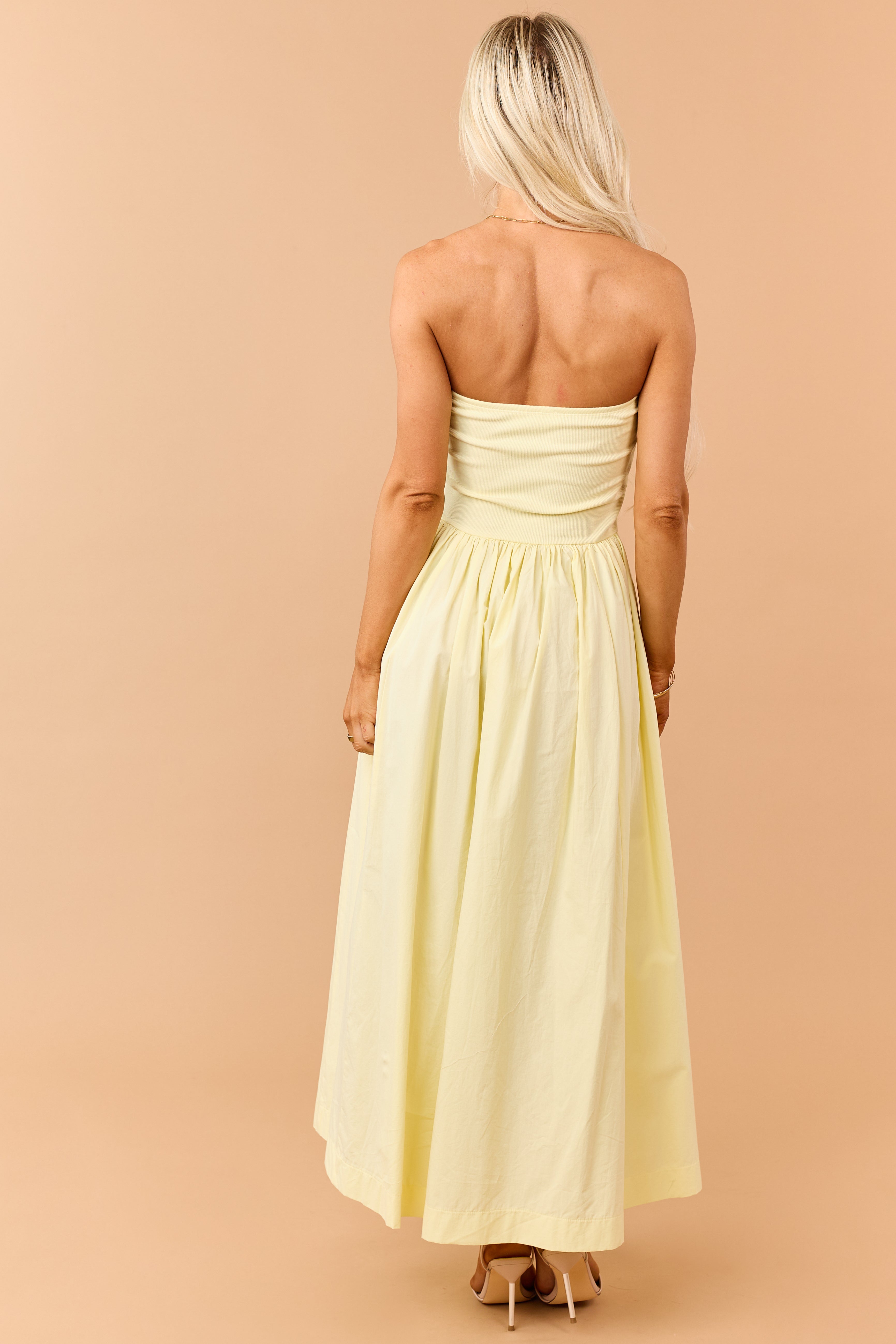 Honeysuckle Strapless Knit Contrast Cotton Maxi Dress