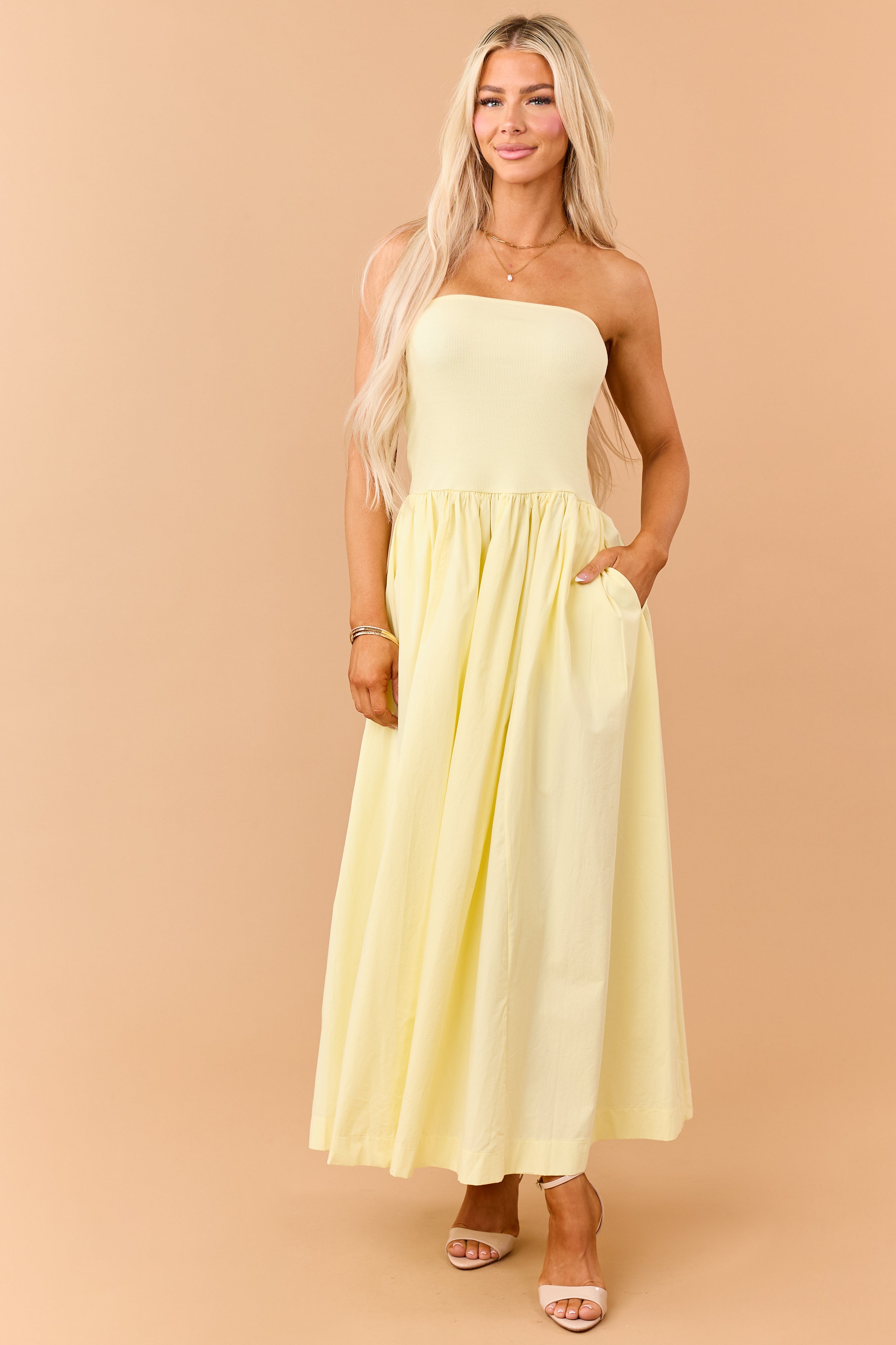 Honeysuckle Strapless Knit Contrast Cotton Maxi Dress | Lime Lush Boutique Honeysuckle Strapless Knit Contrast Cotton Maxi Dress | Lime Lush Boutique