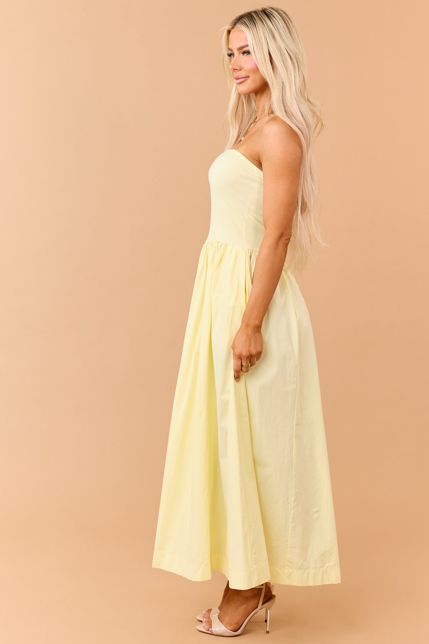 Honeysuckle Strapless Knit Contrast Cotton Maxi Dress