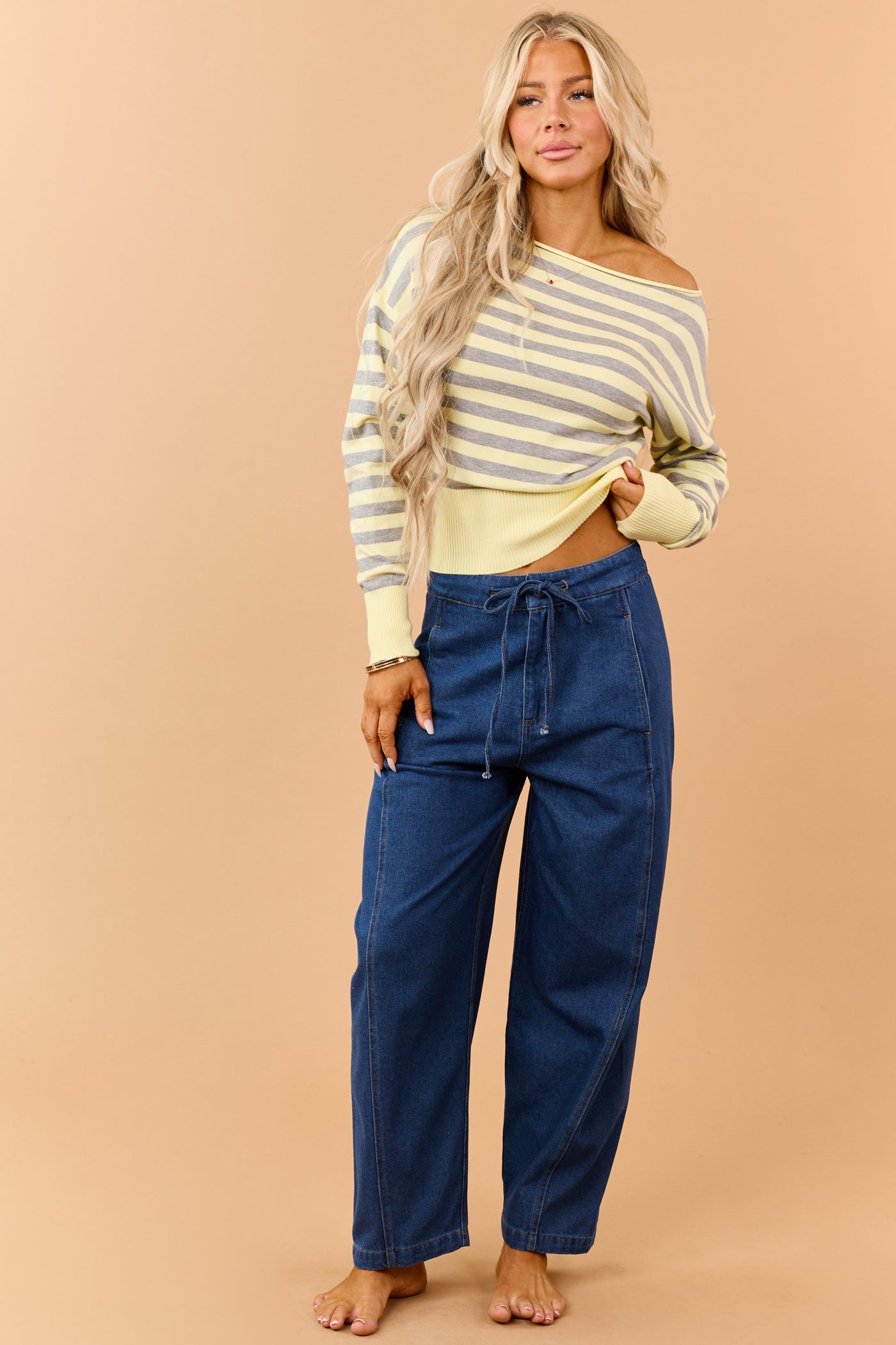 Honeysuckle Striped Boatneck Soft Knit Sweater