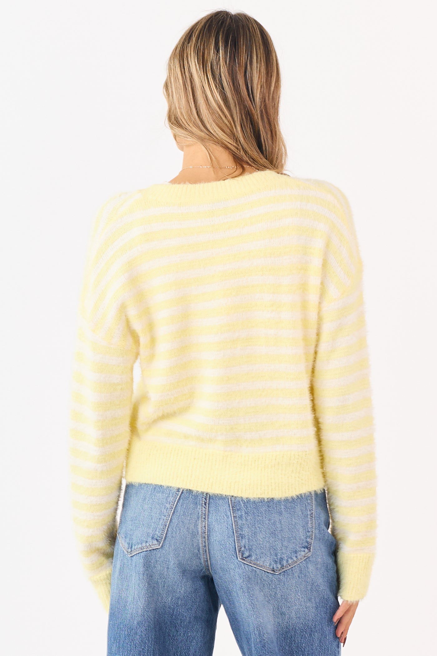 Honeysuckle Striped Button Down Eyelash Knit Cardigan