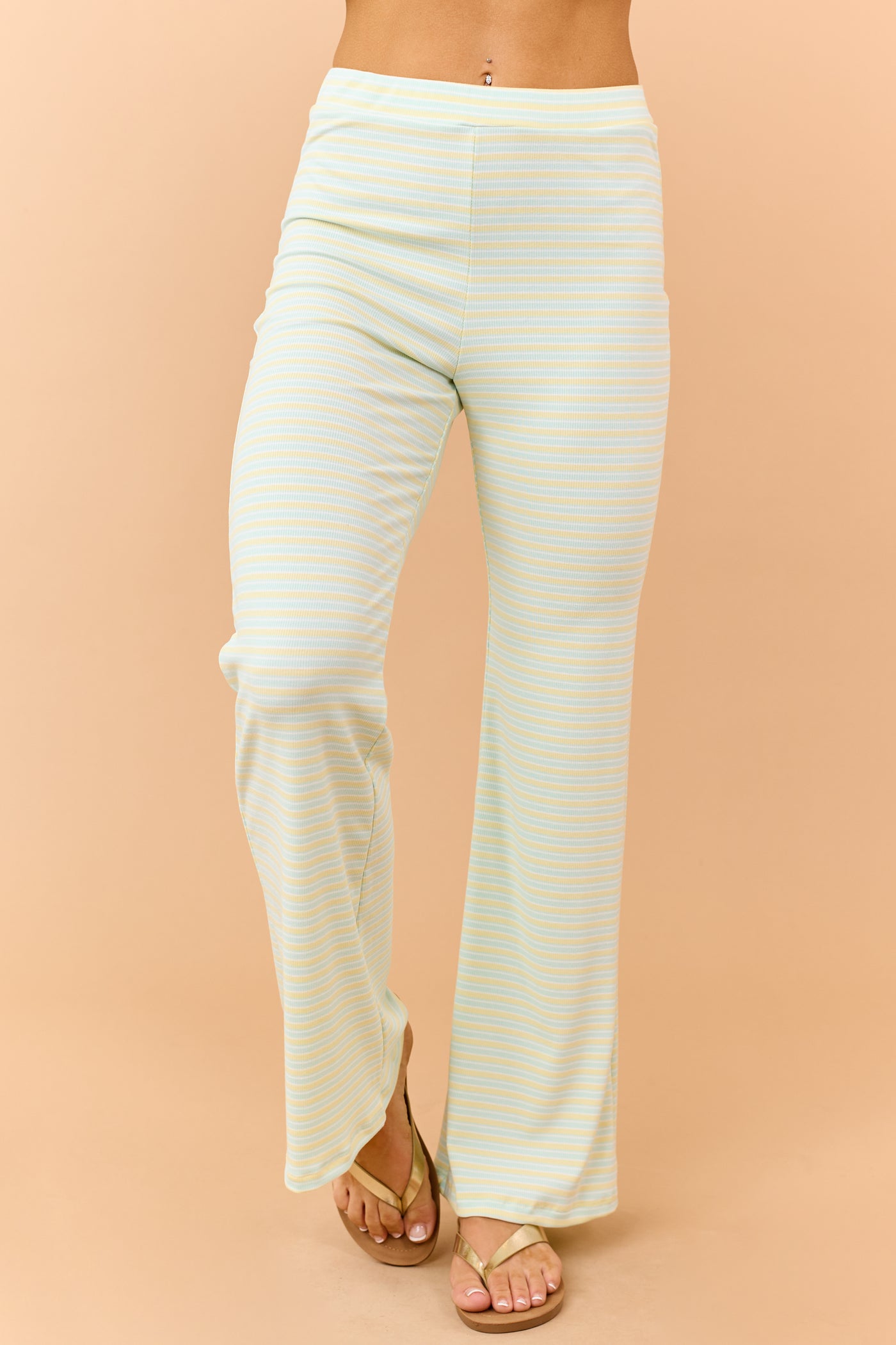 Honeysuckle Striped Strapless Top and Knit Pants Set
