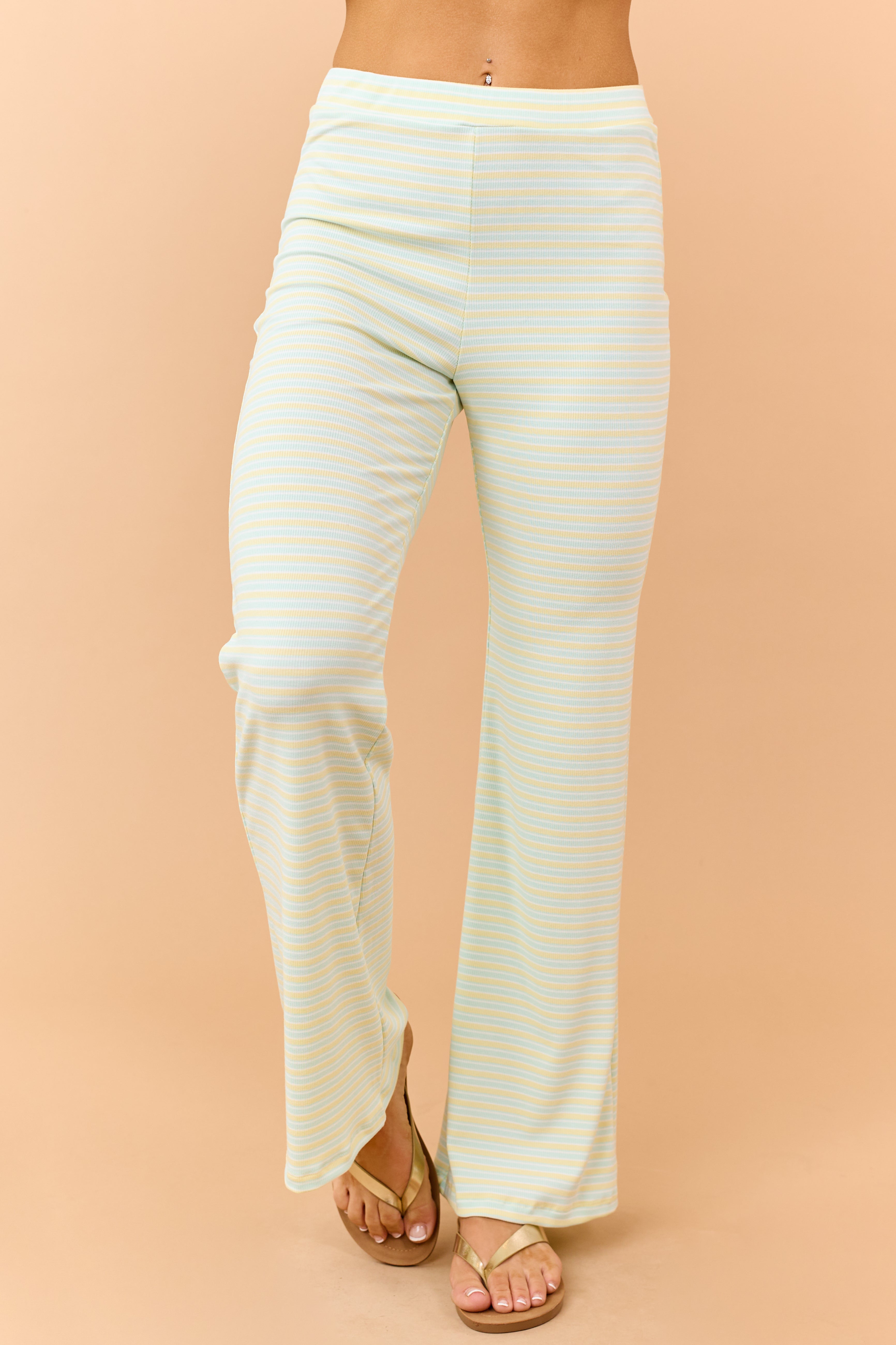 Honeysuckle Striped Strapless Top and Knit Pants Set