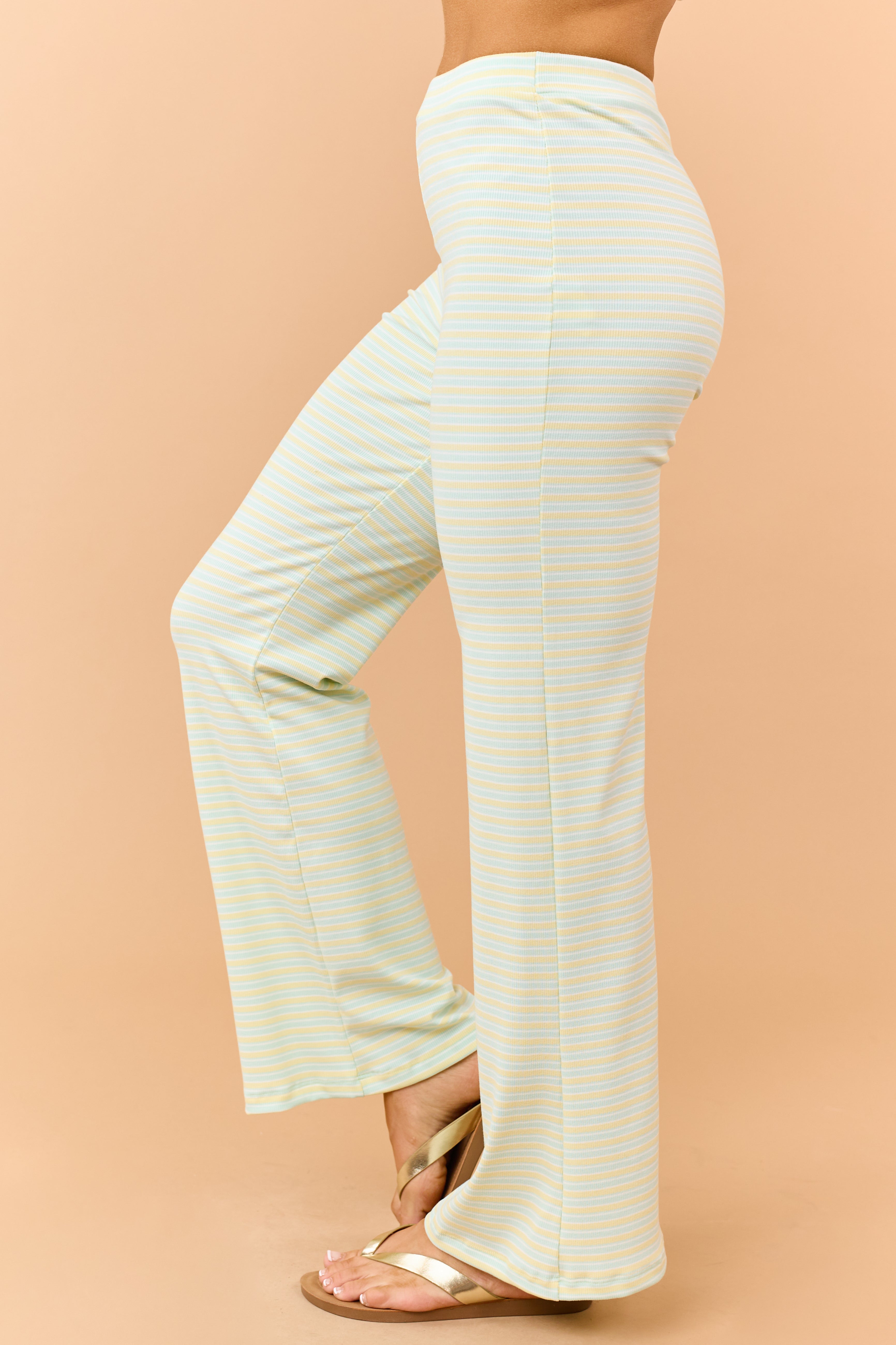 Honeysuckle Striped Strapless Top and Knit Pants Set