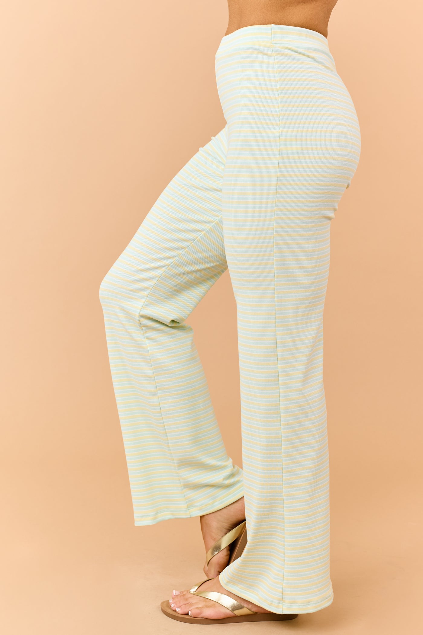 Honeysuckle Striped Strapless Top and Knit Pants Set
