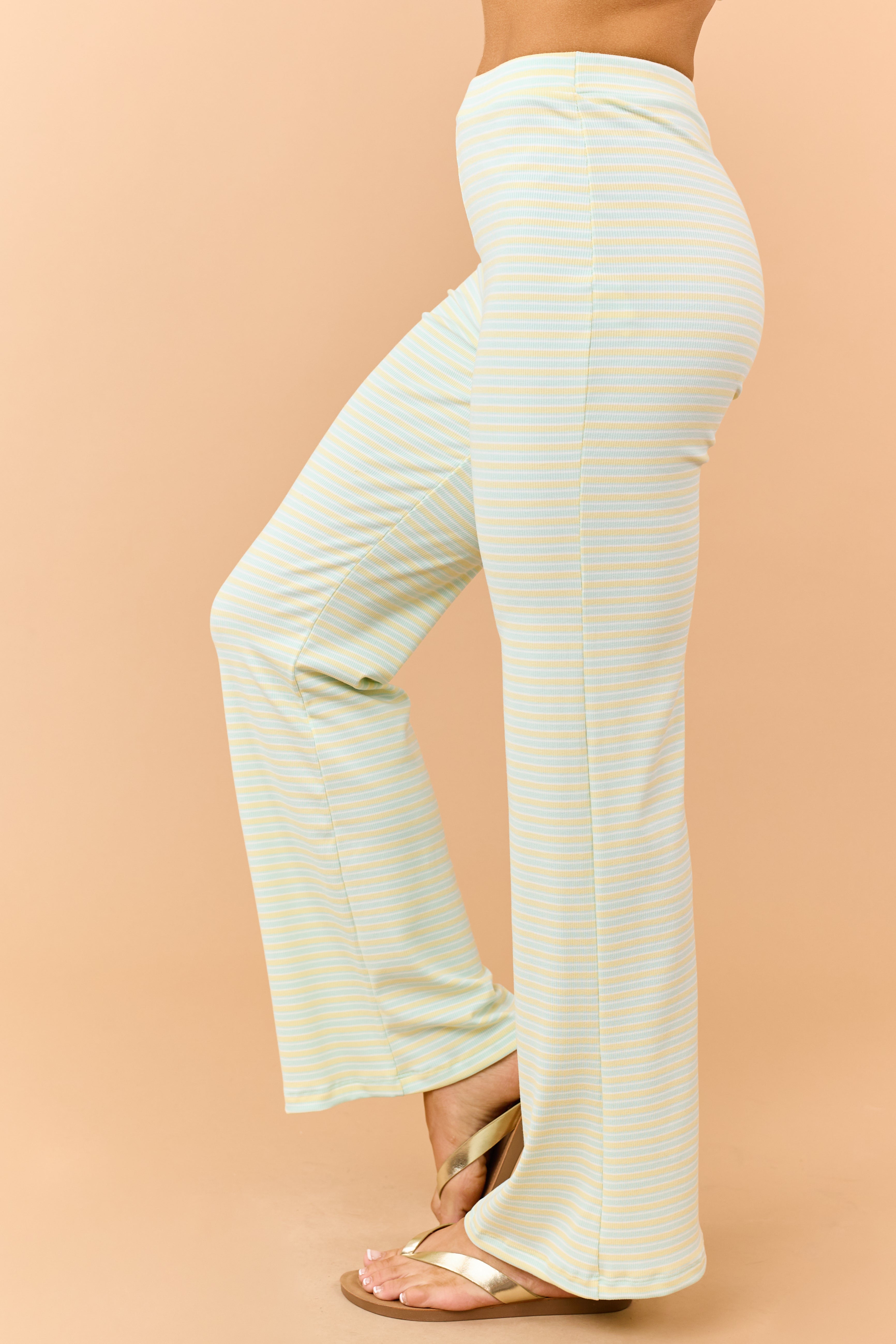 Honeysuckle Striped Strapless Top and Knit Pants Set