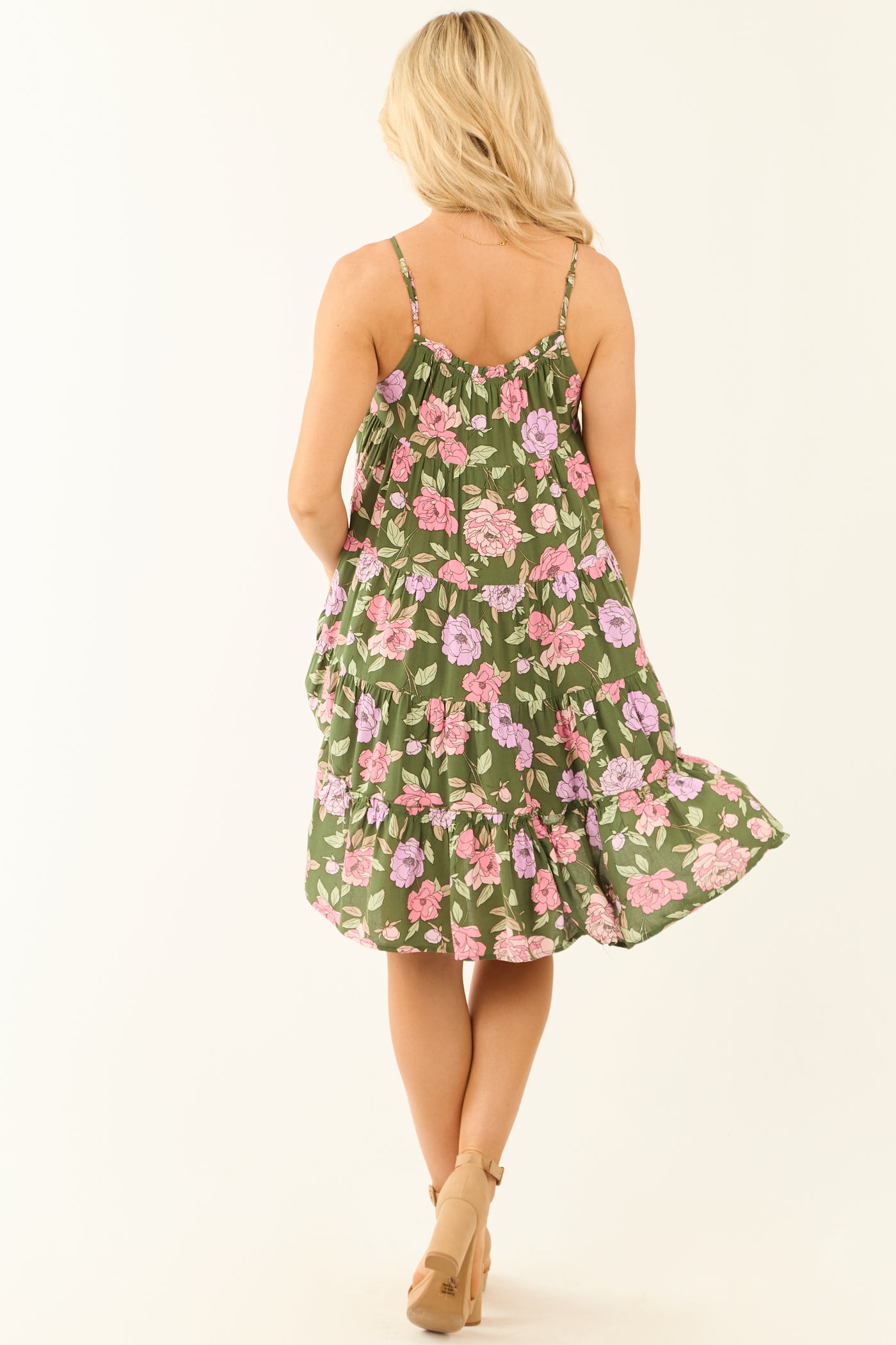 Hunter Green Floral Print Halter Short Dress Hunter Green Floral Print Halter Short Dress