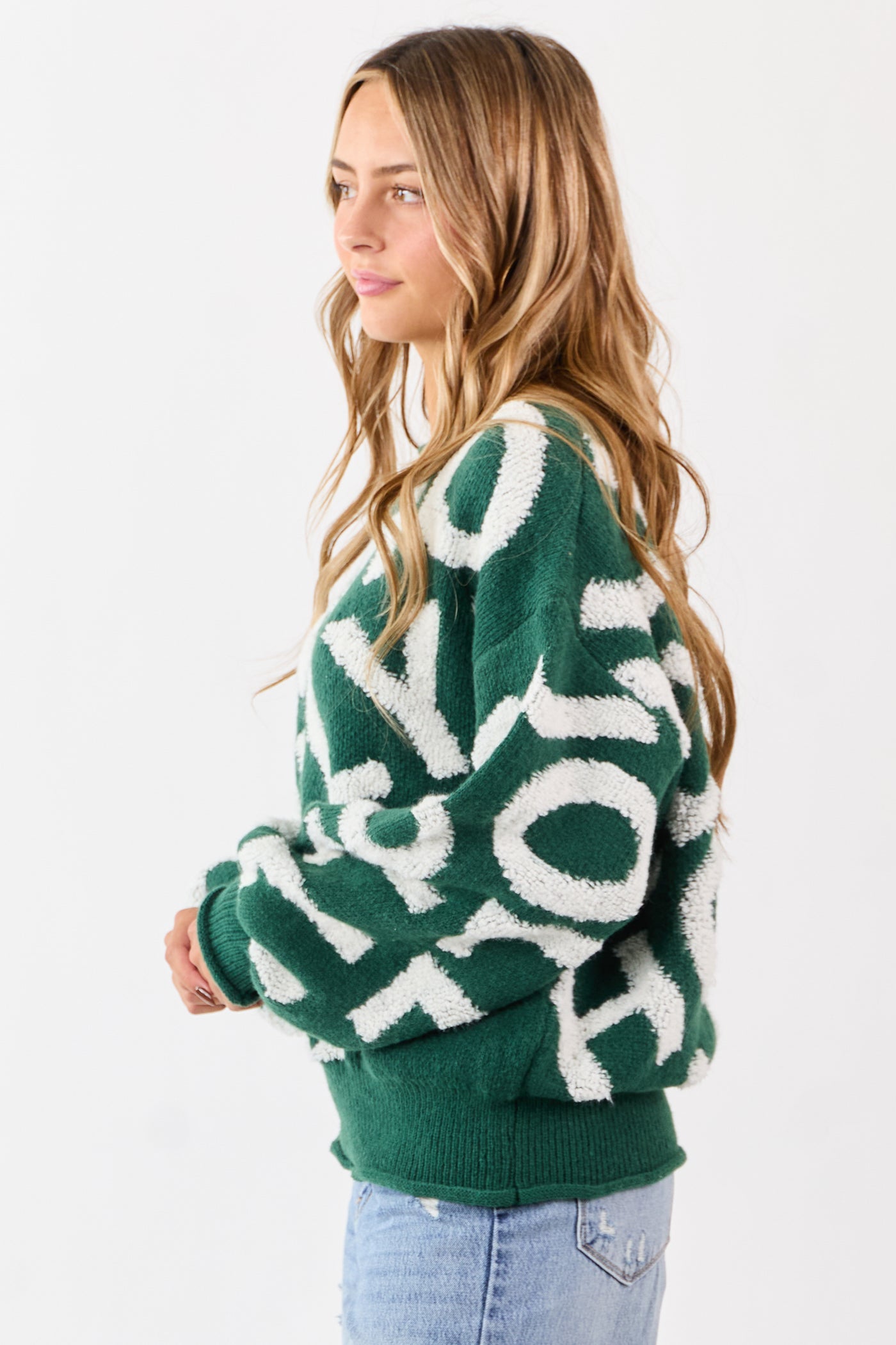 Hunter Green 'Holly' Graphic Long Sleeve Sweater
