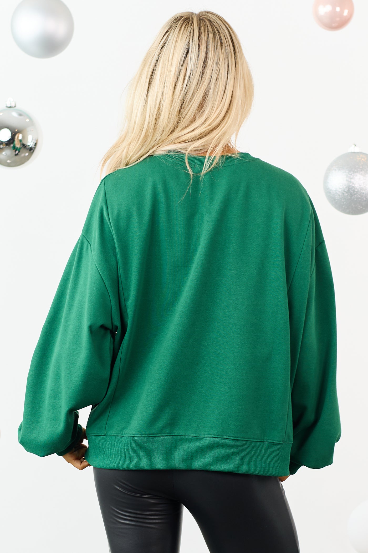 Hunter Green 'Merry' Patchwork Knit Sweatshirt