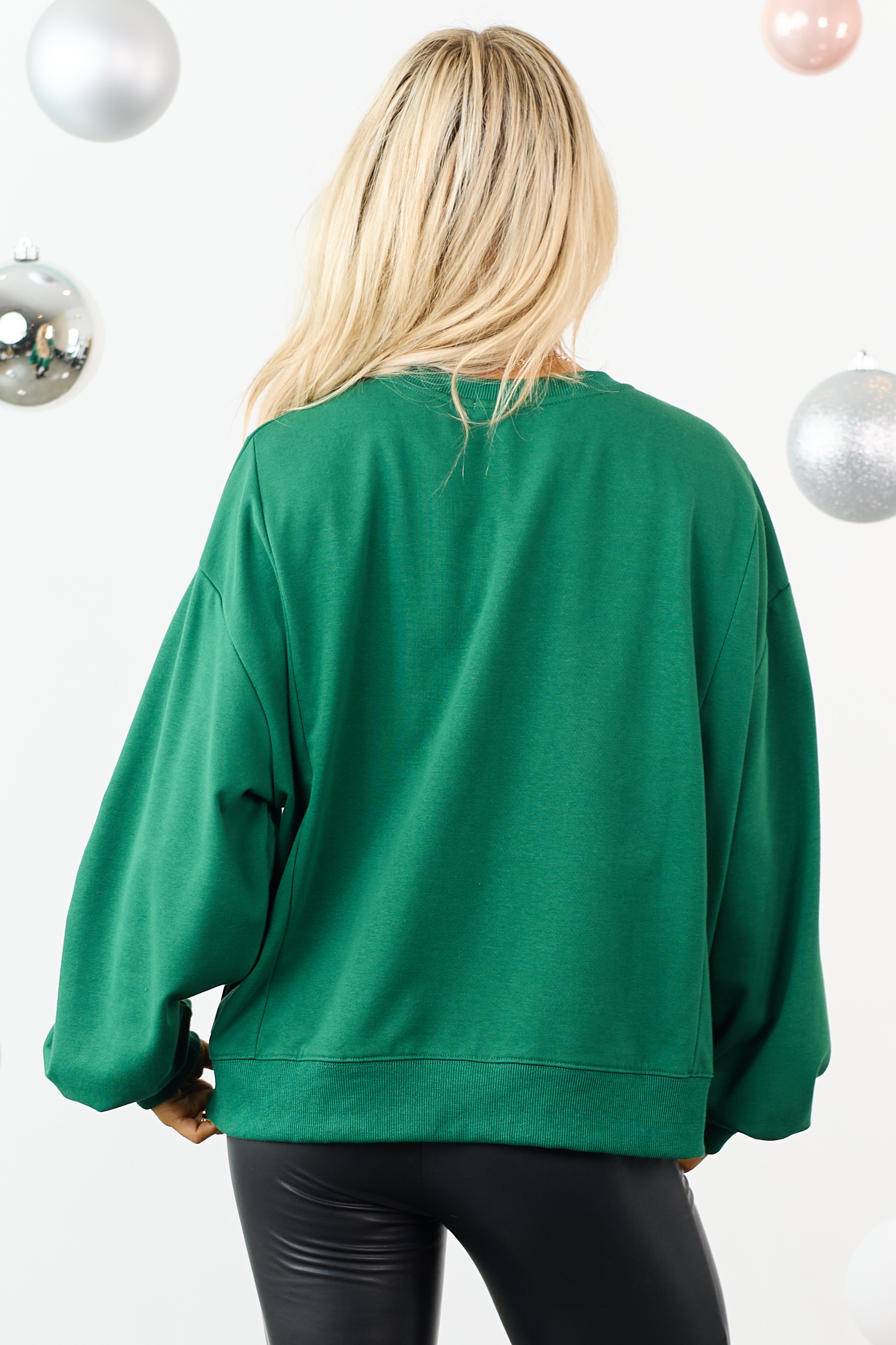 Hunter Green 'Merry' Patchwork Knit Sweatshirt