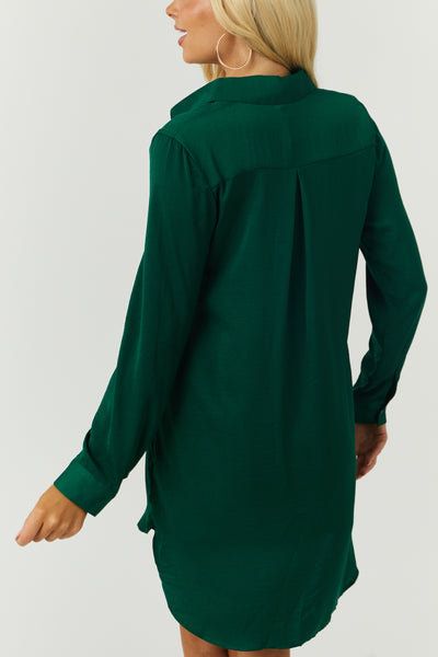 Hunter Green Sequin Button Down Tunic