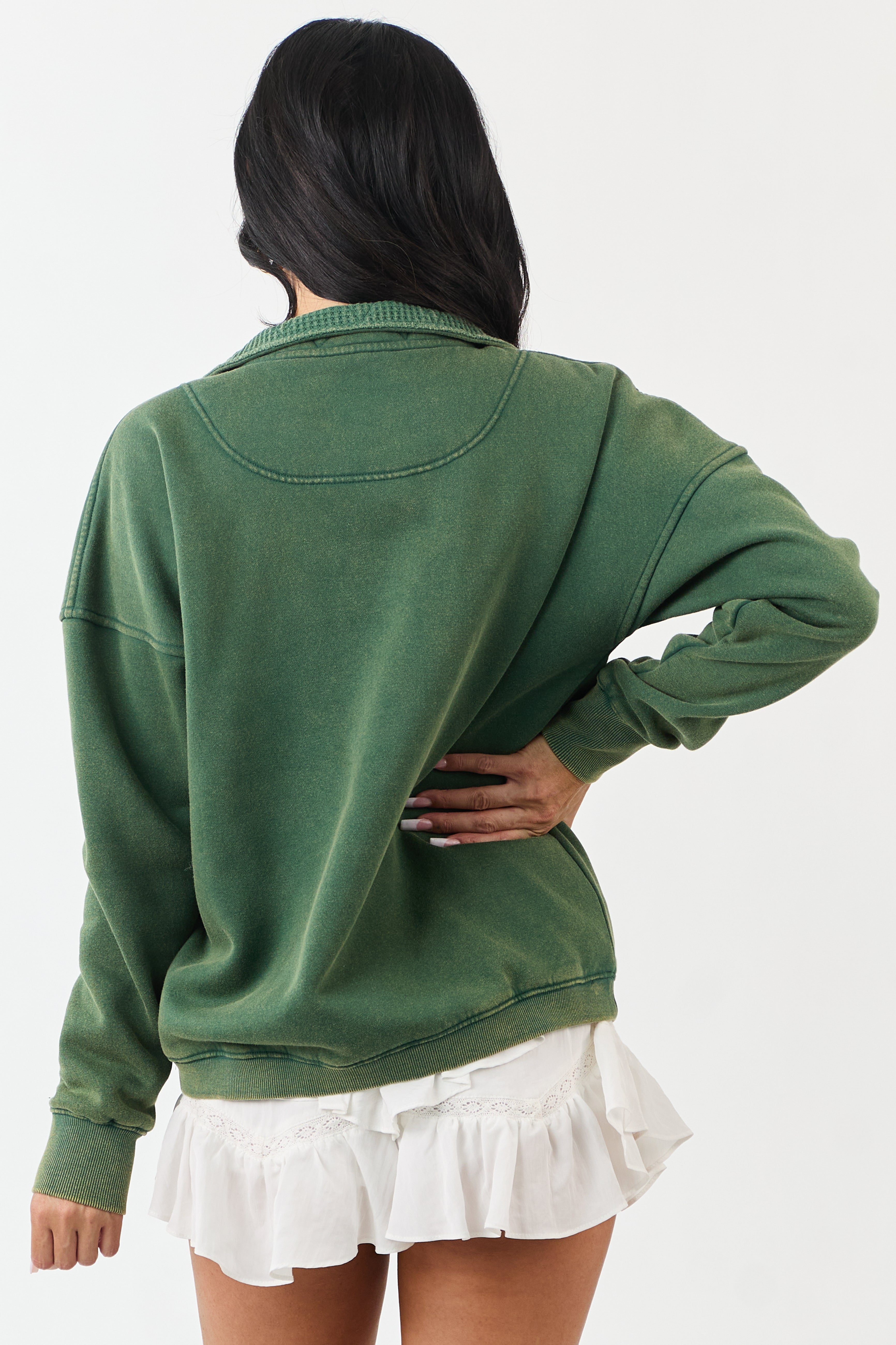 Hunter Green Washed French Terry Sweatshirt
