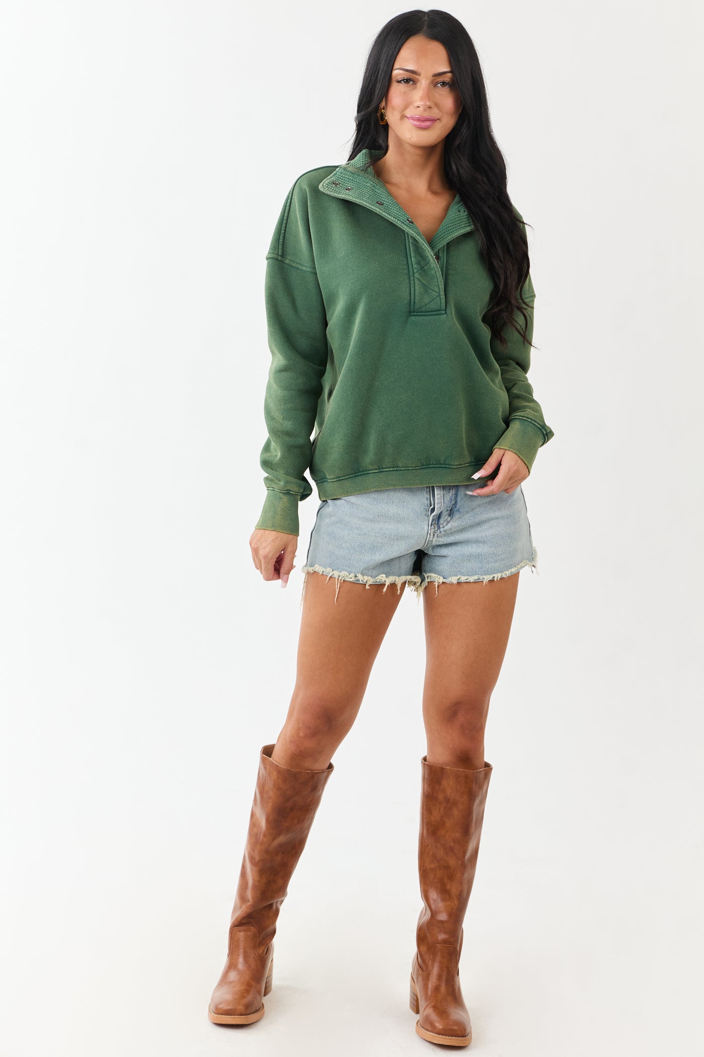 Hunter Green Washed French Terry Sweatshirt