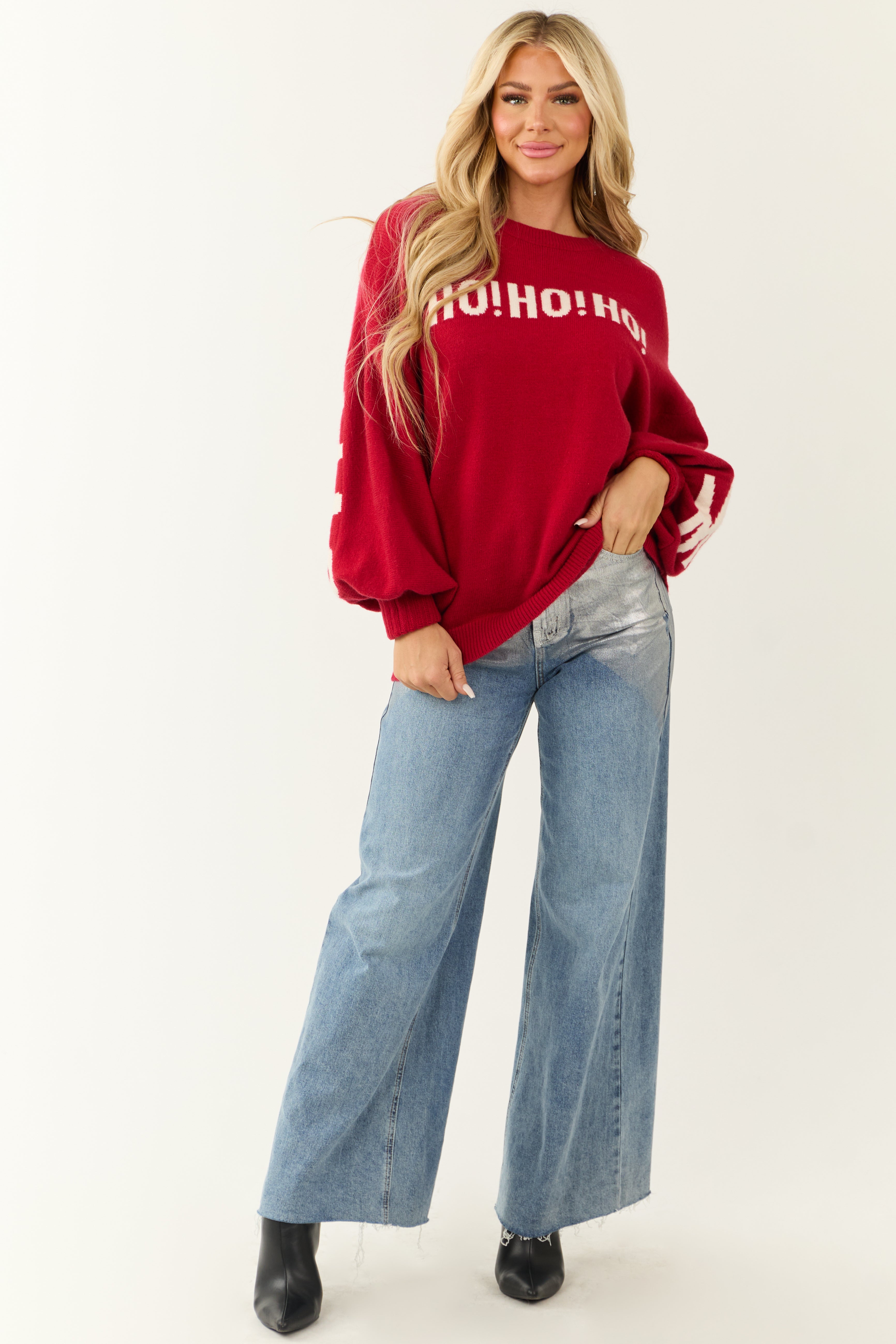 Ruby 'HO HO HO' Christmas Lettering Sweater