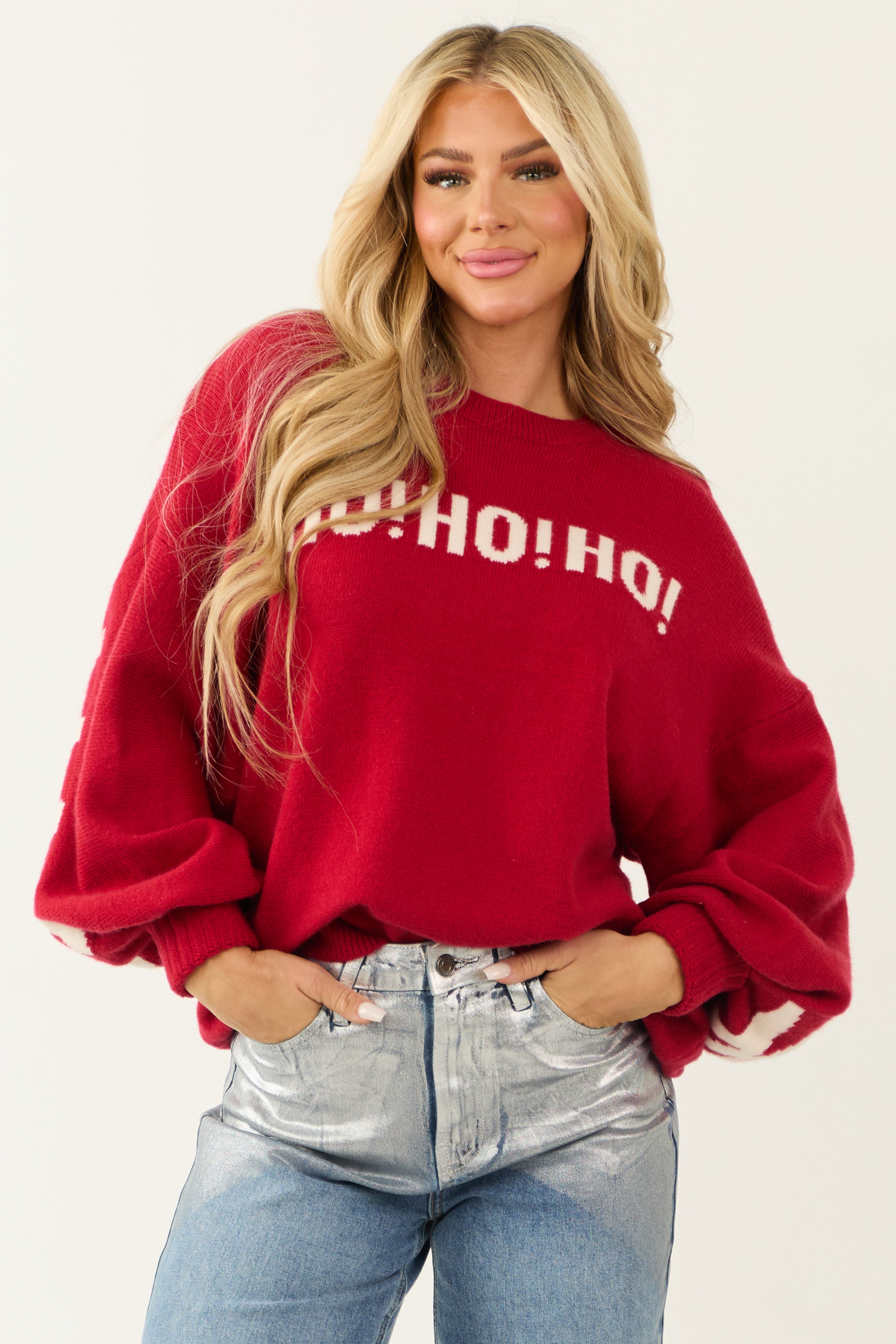 Ruby 'HO HO HO' Christmas Lettering Sweater