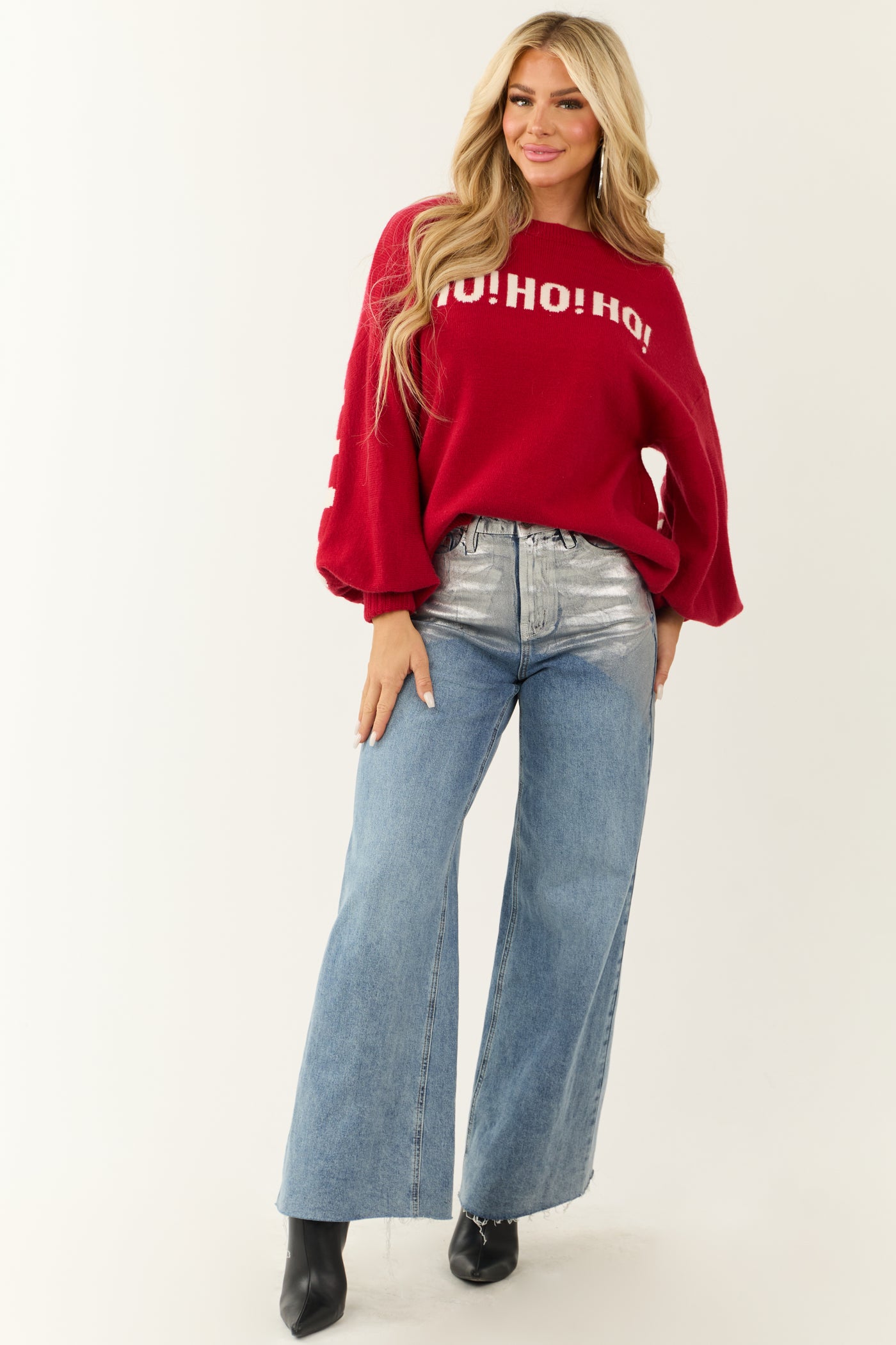 Ruby 'HO HO HO' Christmas Lettering Sweater