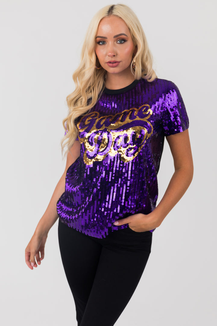 Indigo 'Game Day' Sequin Short Sleeve Top