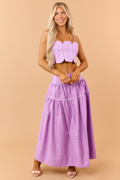 Iris Cotton Contrast Detail Tank Top and Skirt Set