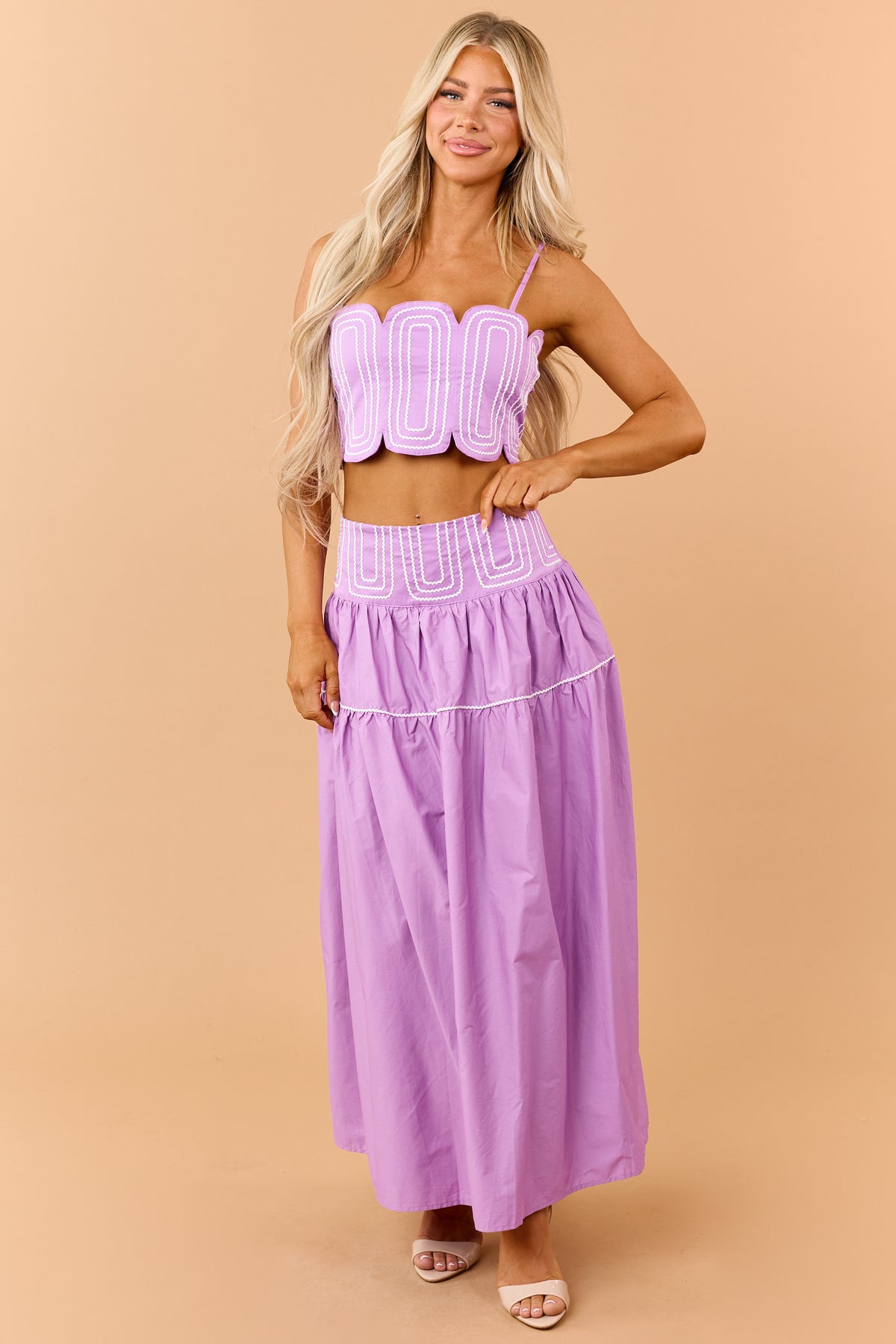 Iris Cotton Contrast Detail Tank Top and Skirt Set