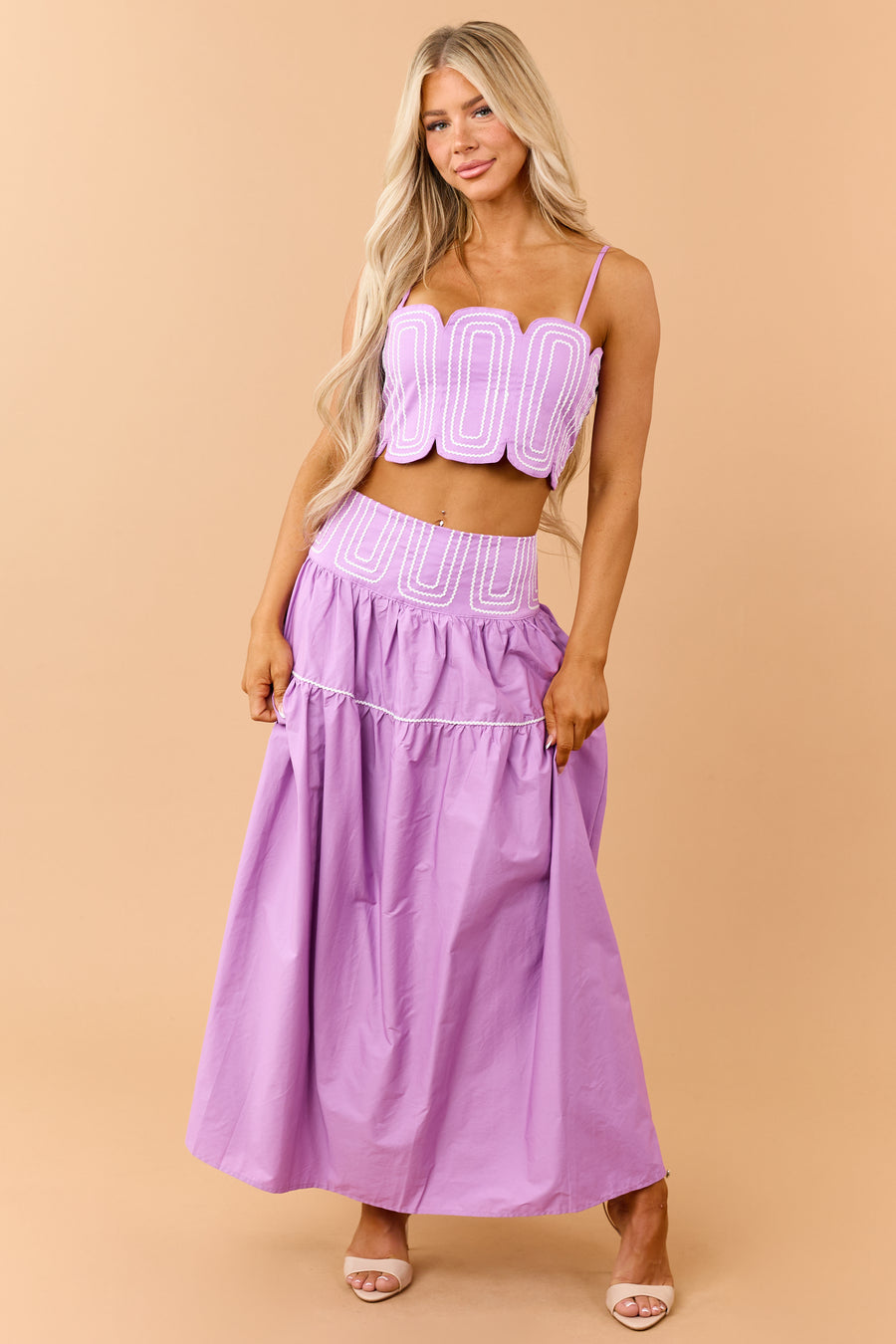 Iris Cotton Contrast Detail Tank Top and Skirt Set