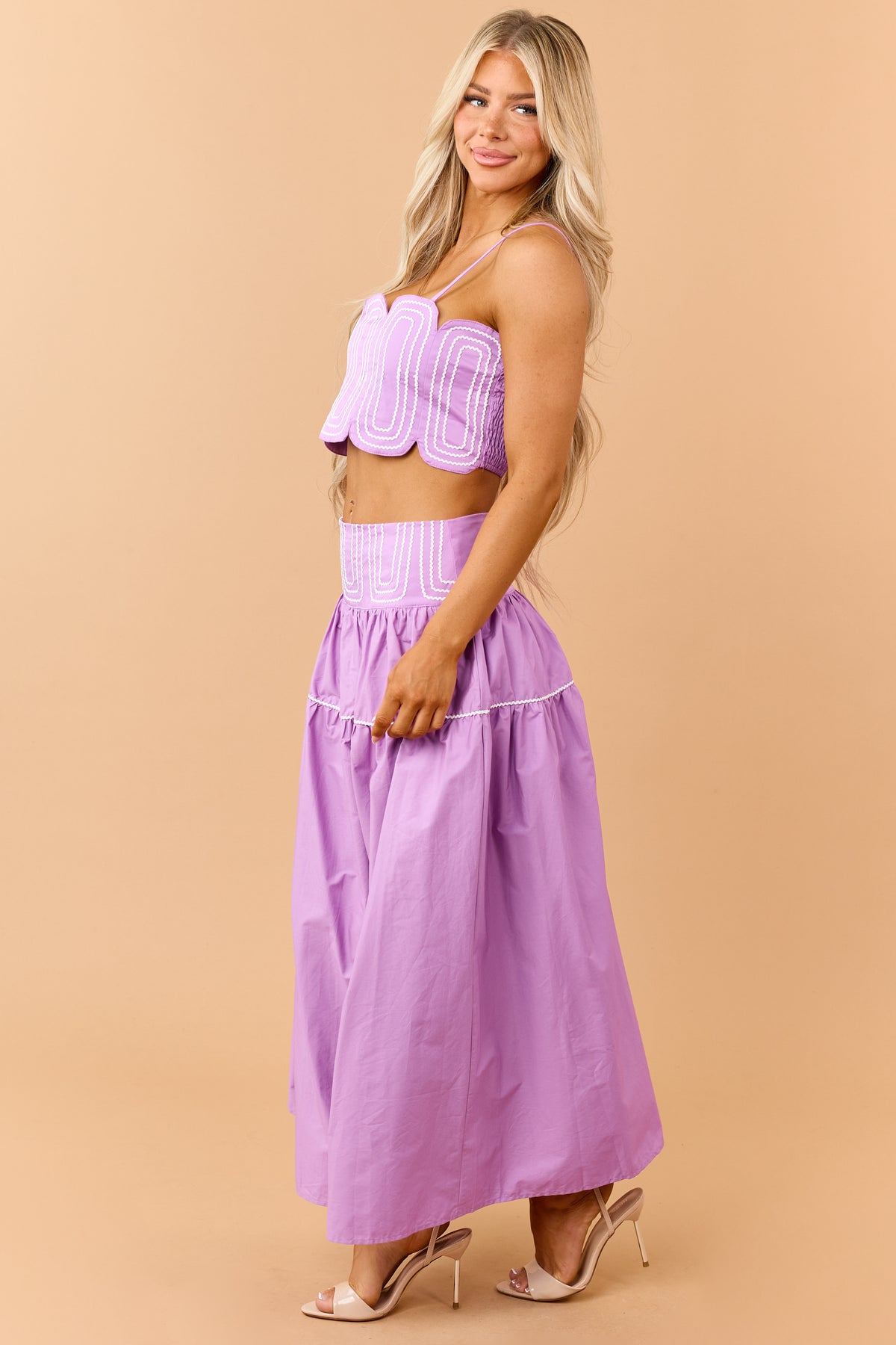 Iris Cotton Contrast Detail Tank Top and Skirt Set