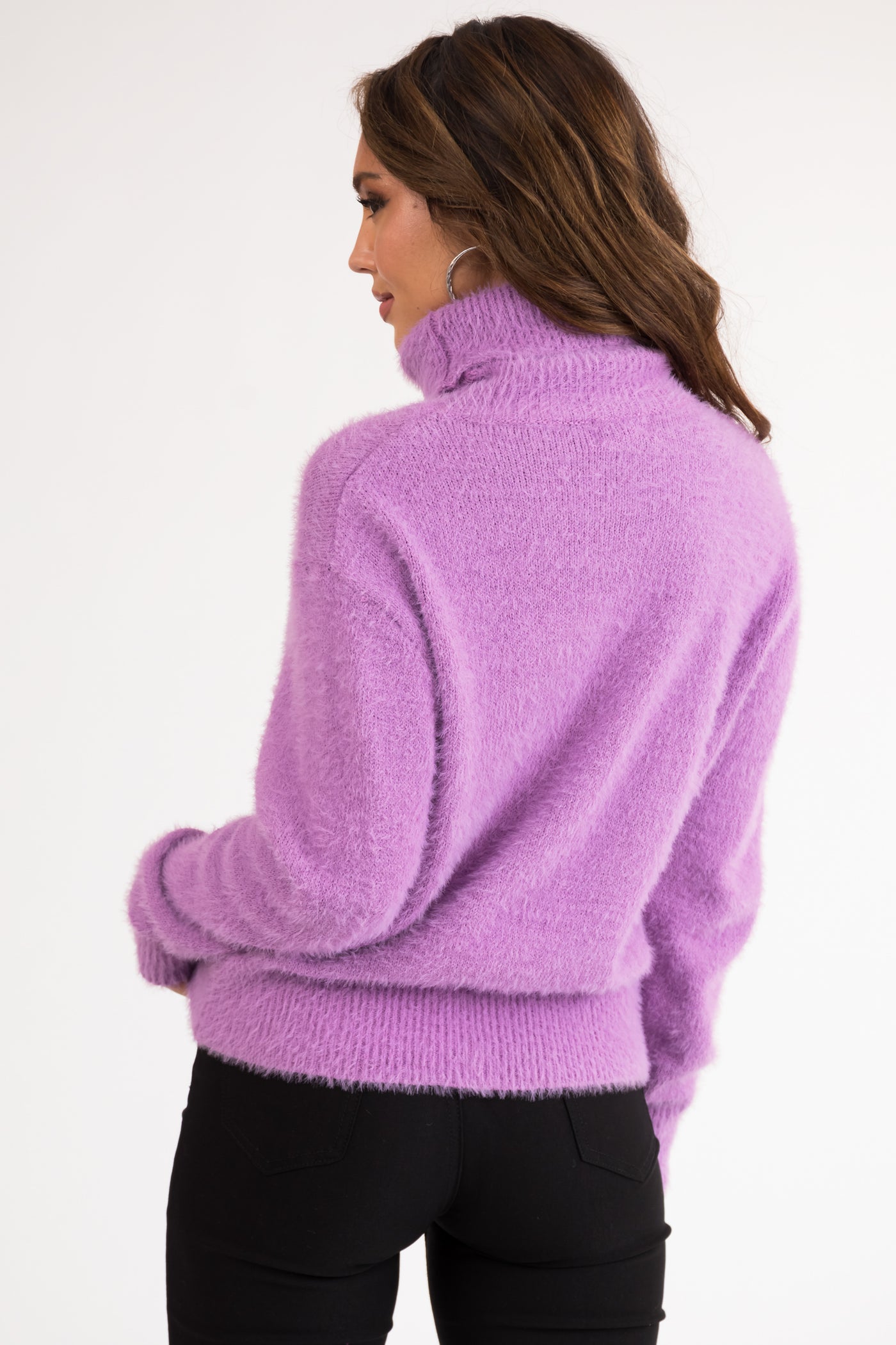 Iris Fuzzy Long Sleeve Turtleneck Sweater