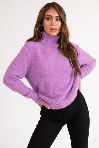 Iris Fuzzy Long Sleeve Turtleneck Sweater