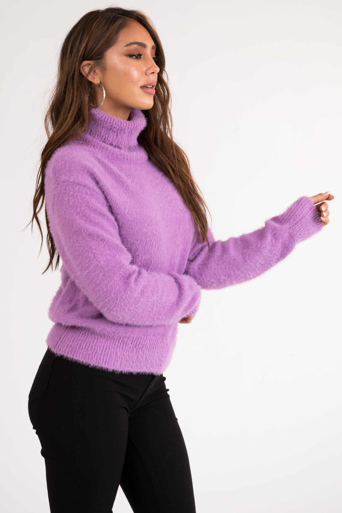 Iris Fuzzy Long Sleeve Turtleneck Sweater