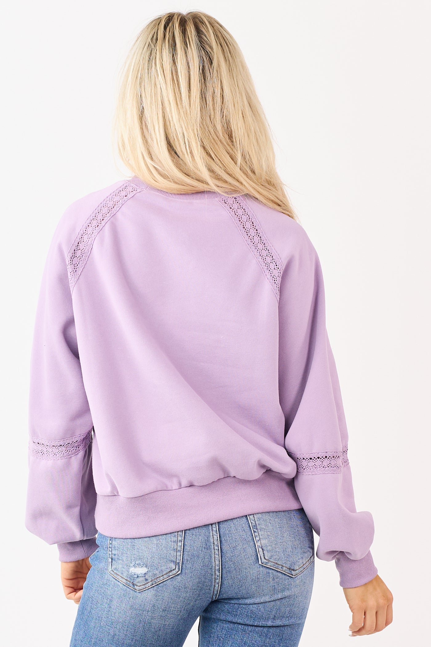 Iris Lace Accent Raglan Sleeve Sweatshirt