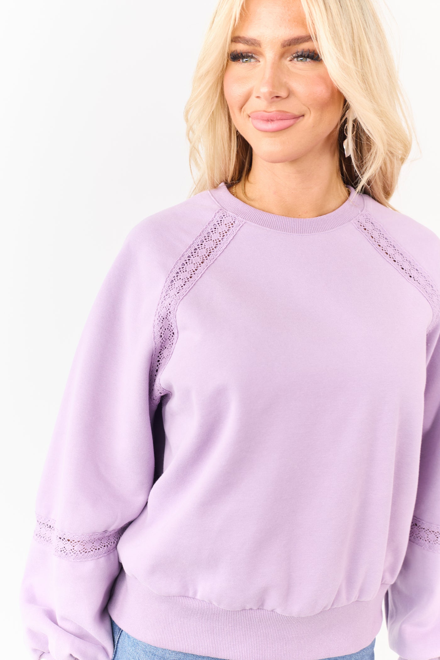 Iris Lace Accent Raglan Sleeve Sweatshirt