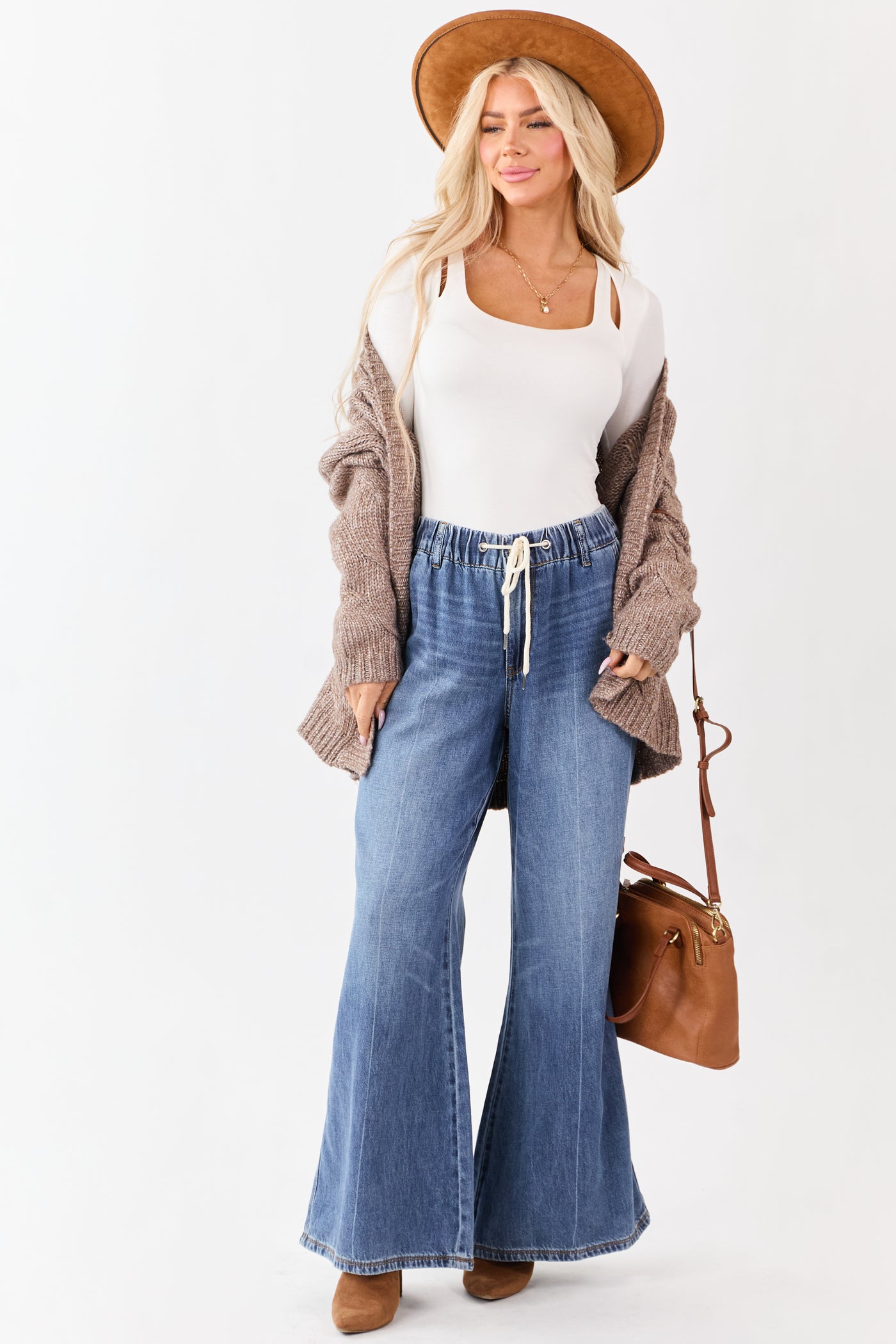 Ivory Cold Shoulder Long Sleeve Scoop Neck Top