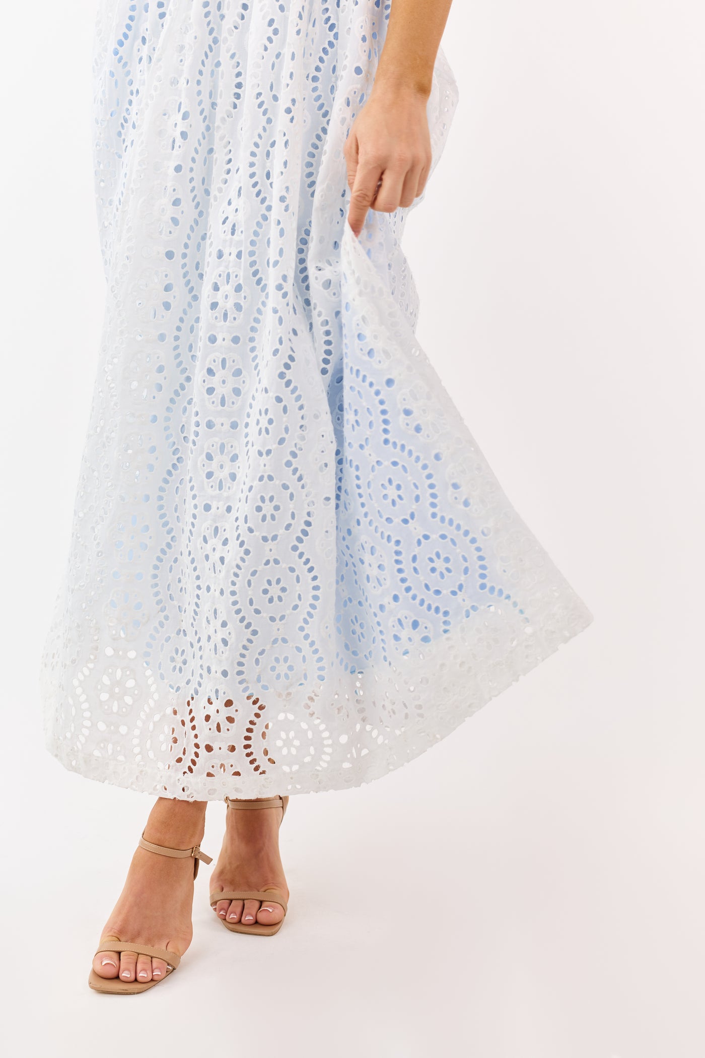 Ivory Cotton Eyelet Lace Halter Neck Maxi Dress Ivory Cotton Eyelet Lace Halter Neck Maxi Dress