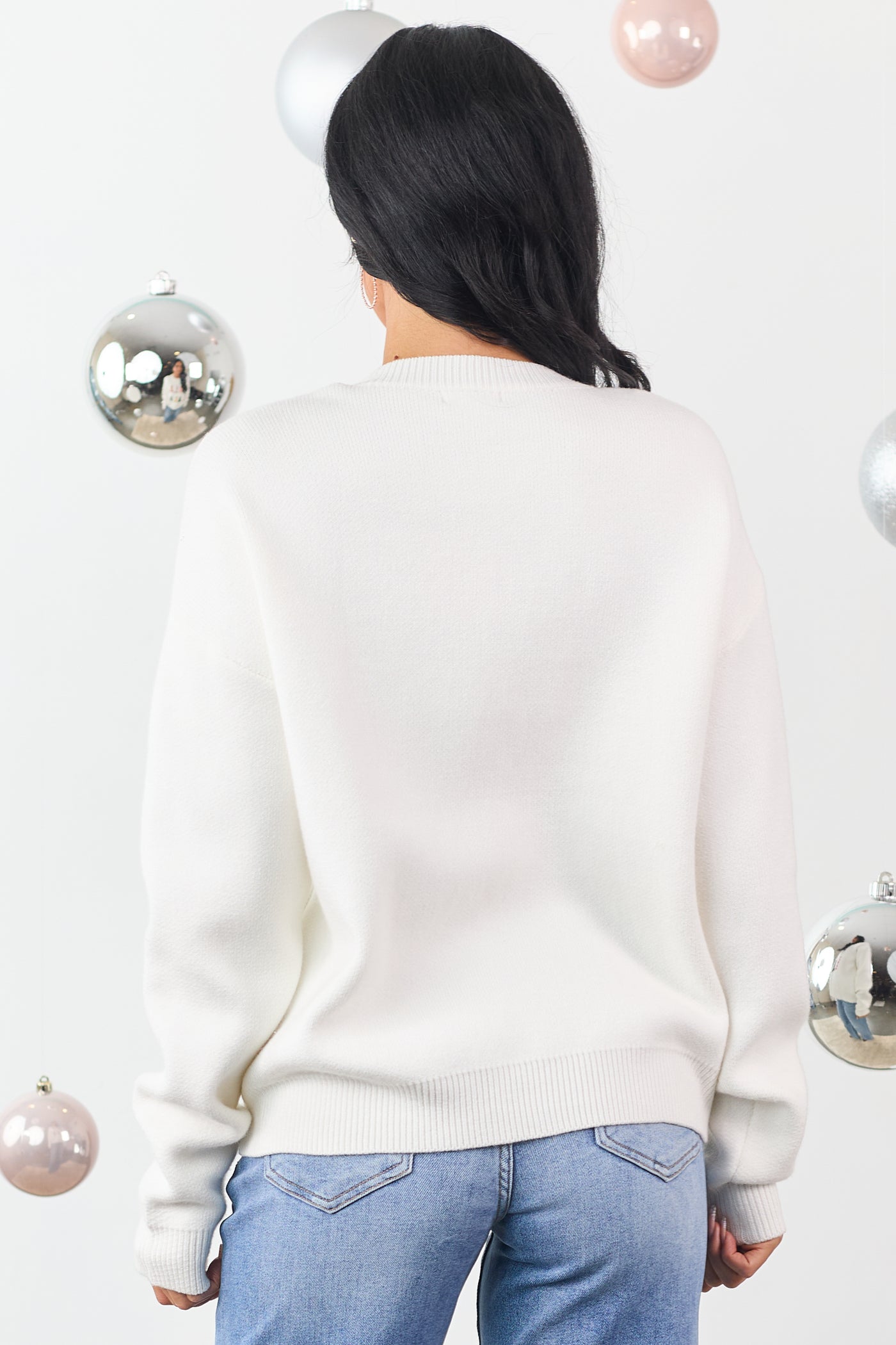 Ivory 'Fala Lala' Holiday Graphic Knit Sweater