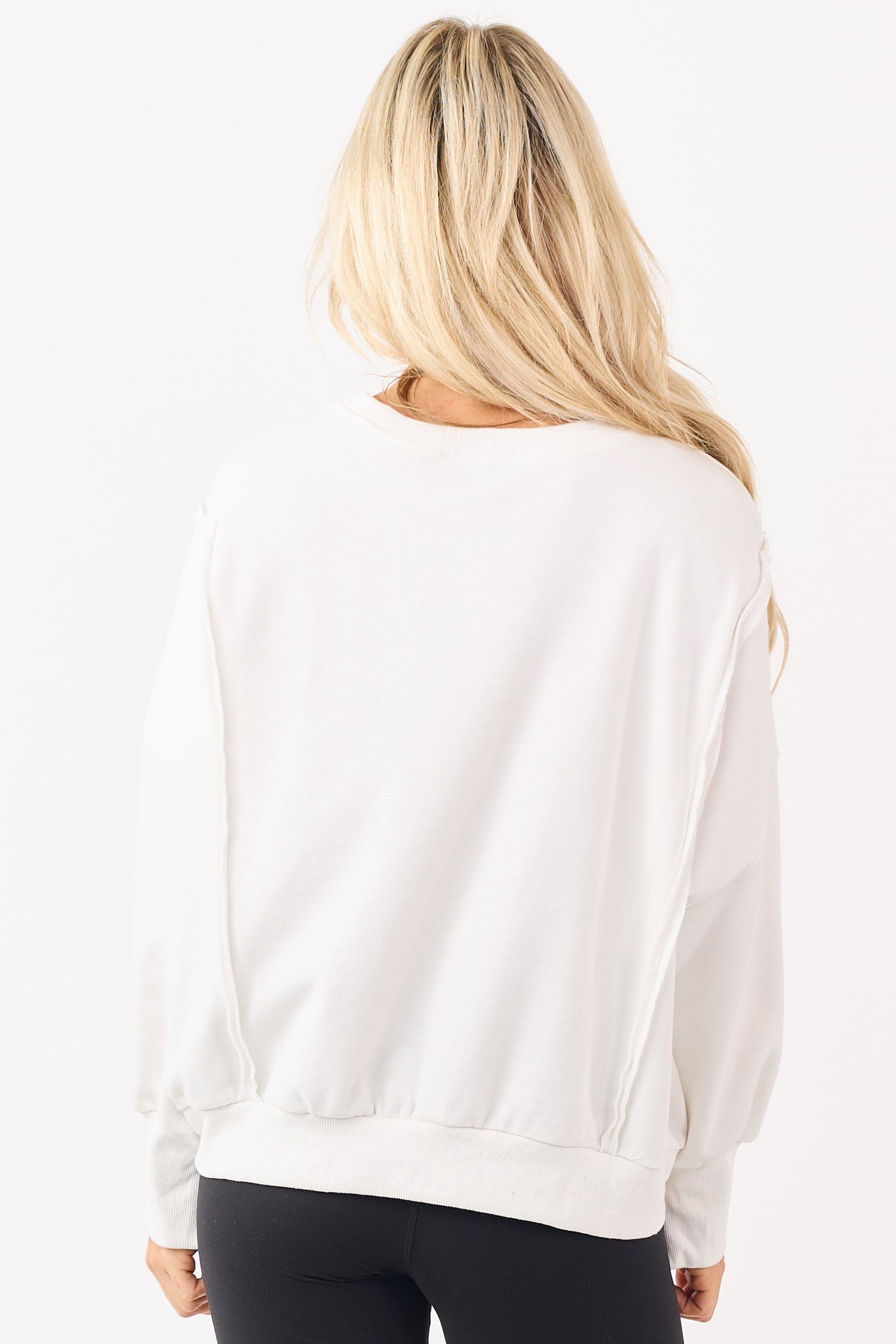 Ivory Gingham Bow Patch Graphic Relaxed Sweatshirt