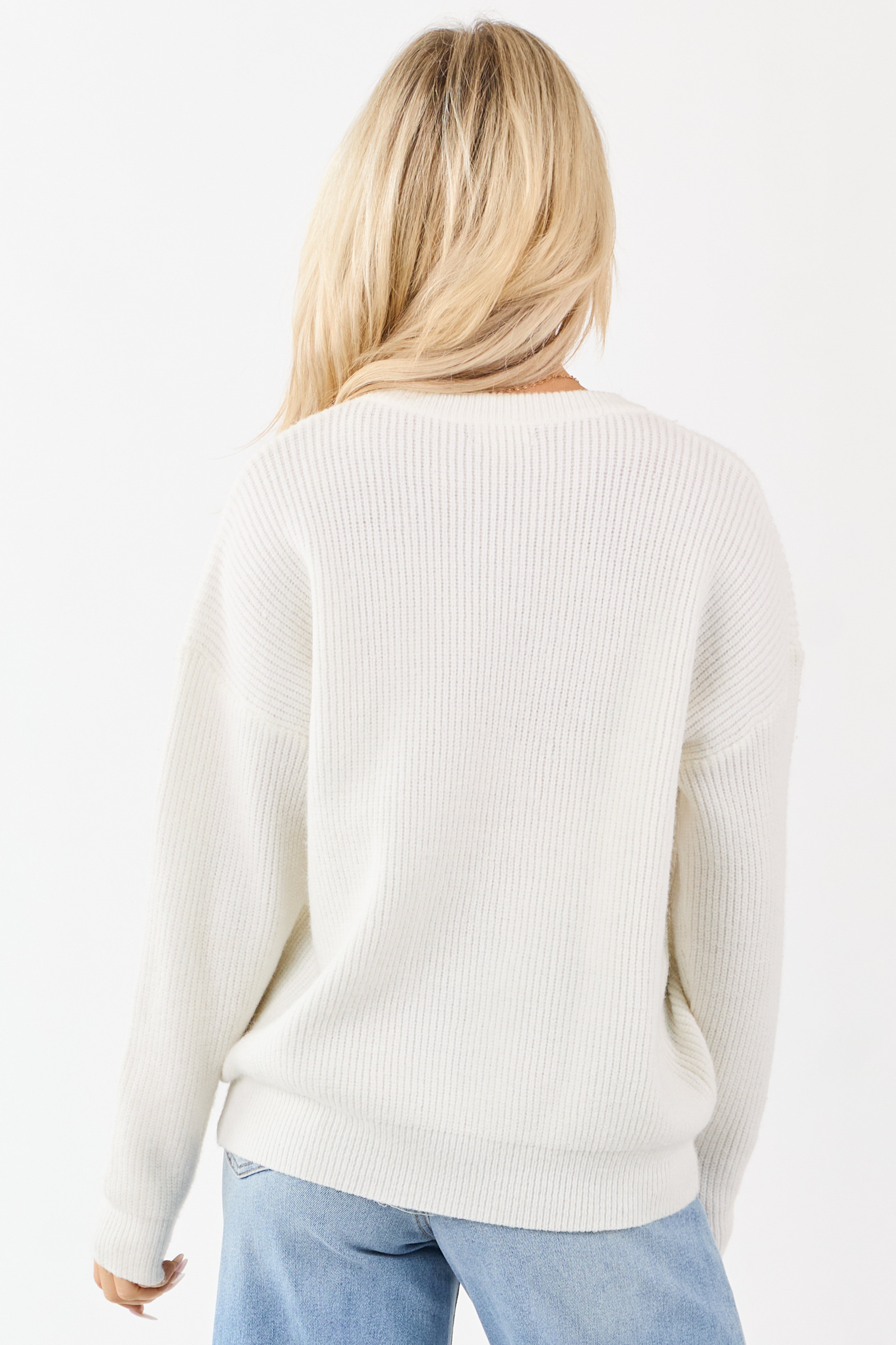Ivory 'Hello Pumpkin' Yarn Embroidery Sweater