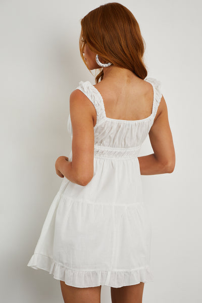 Ivory Ruched Bust Sleeveless Ruffle Hem Dress