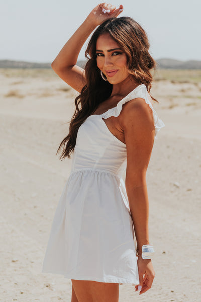 Ivory Ruffle Strap Corset Waist Romper