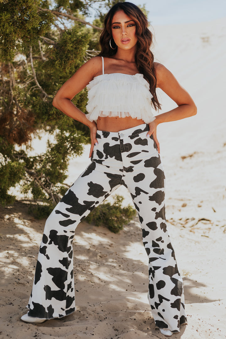 Ivory Ruffle Tulle Spaghetti Strap Corset Top & Lime Lush