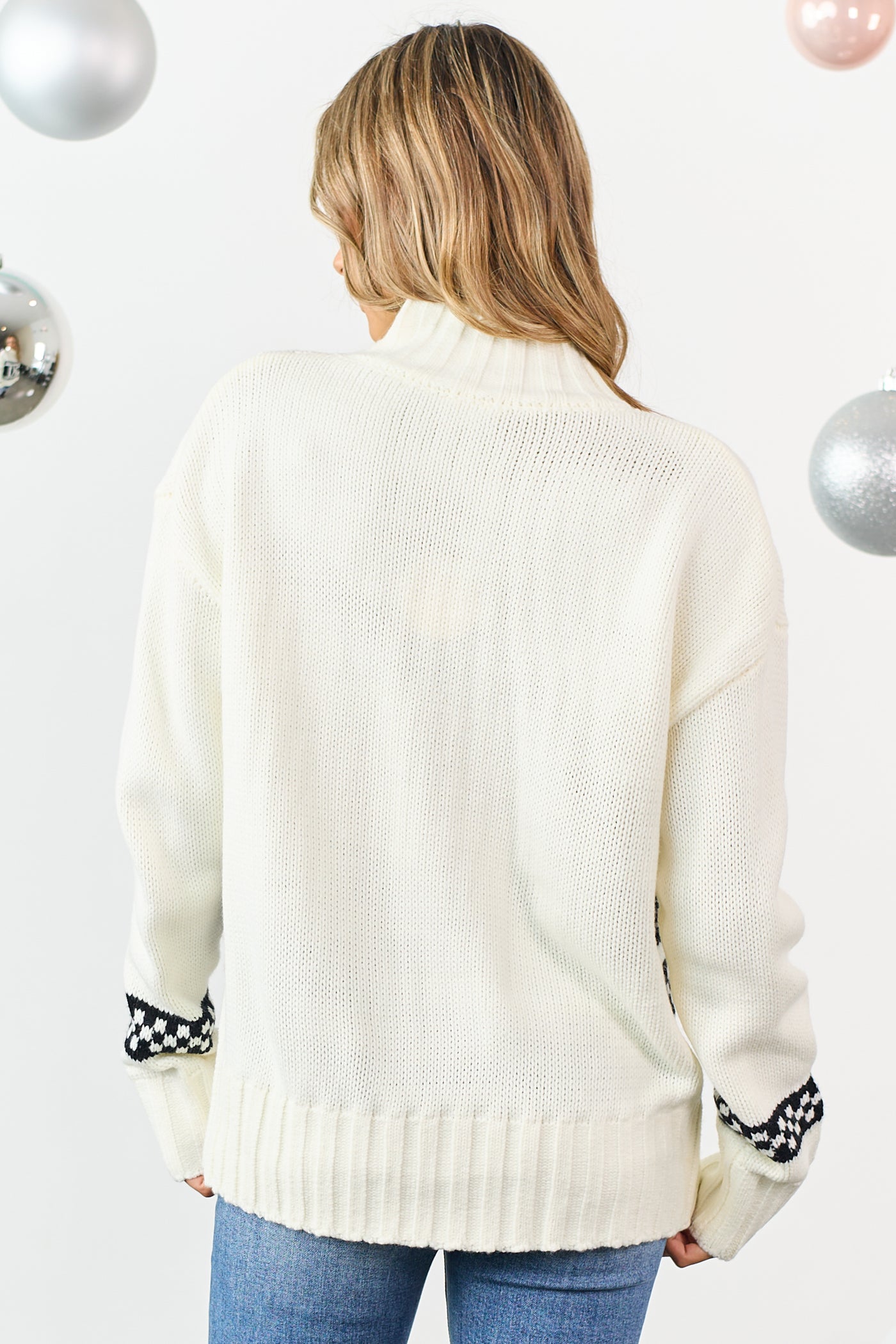Ivory 'SKI' Graphic Heavyweight Knit Relaxed Sweater